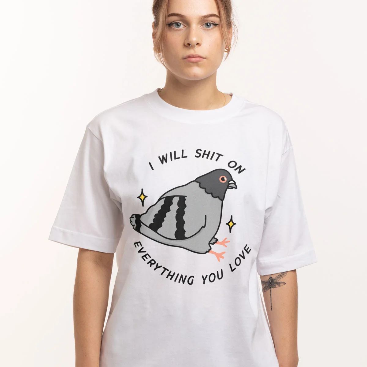Organic Cotton Pigeon Print T-Shirt | Unisex Fit