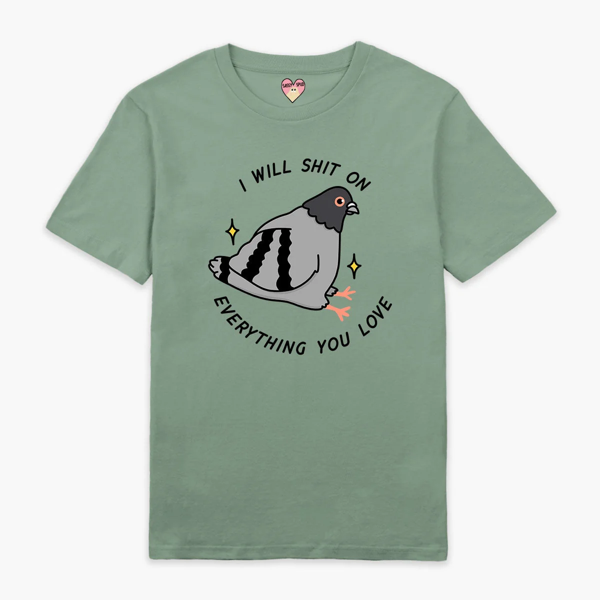 Organic Cotton Pigeon Print T-Shirt | Unisex Fit