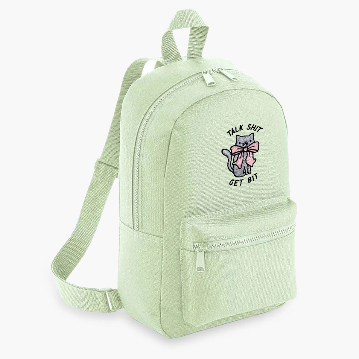 Sassy Embroidered Mini Backpack - Durable & Vegan (Pink/Blue/Green/Black/White)