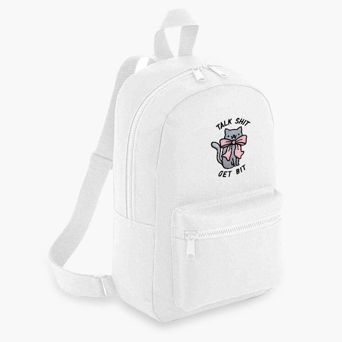 Sassy Embroidered Mini Backpack - Durable & Vegan (Pink/Blue/Green/Black/White)