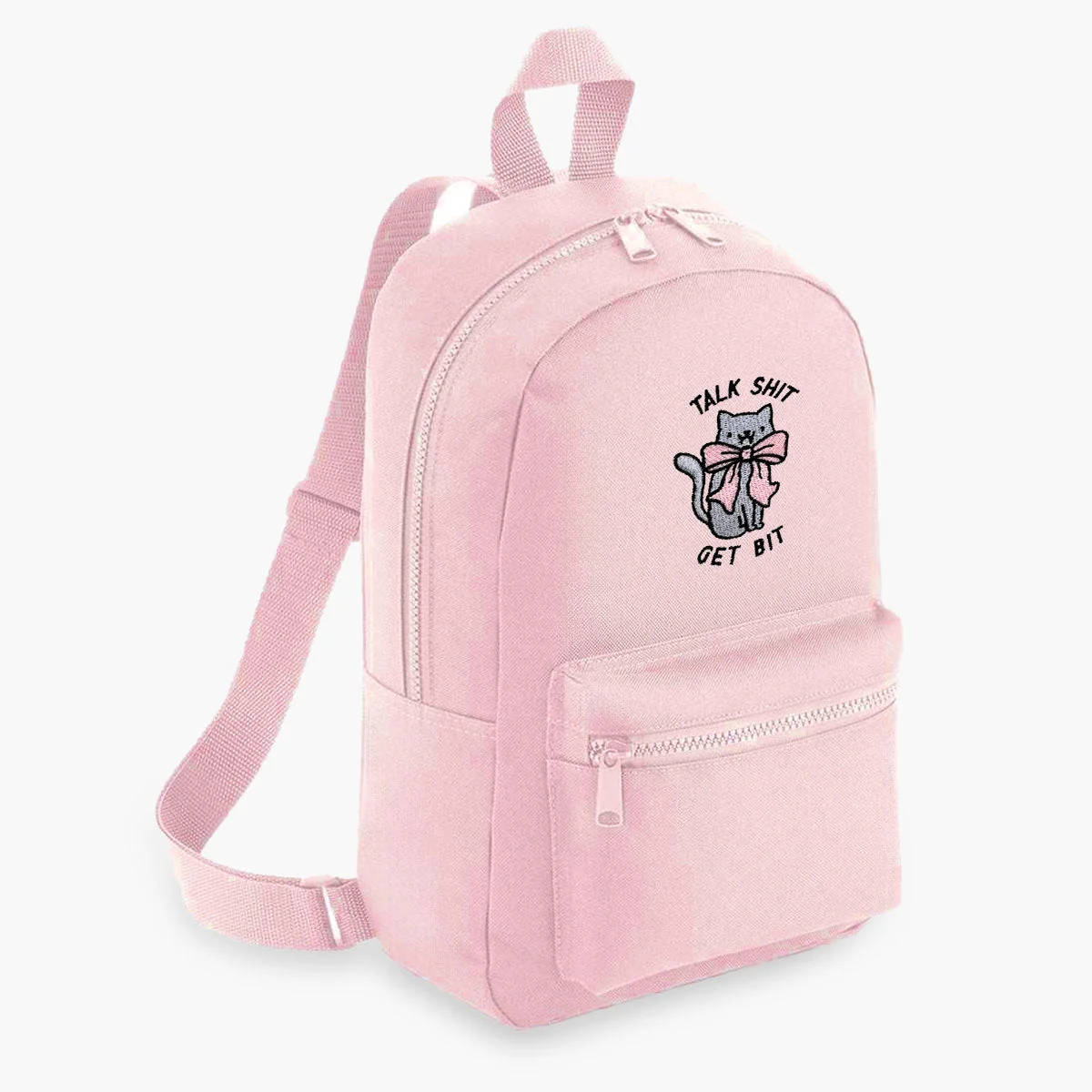 Sassy Embroidered Mini Backpack - Durable & Vegan (Pink/Blue/Green/Black/White)