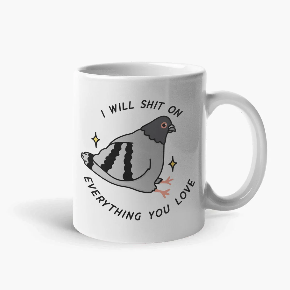 Funny Pigeon White Ceramic Coffee Mug - Sassy Spud Design