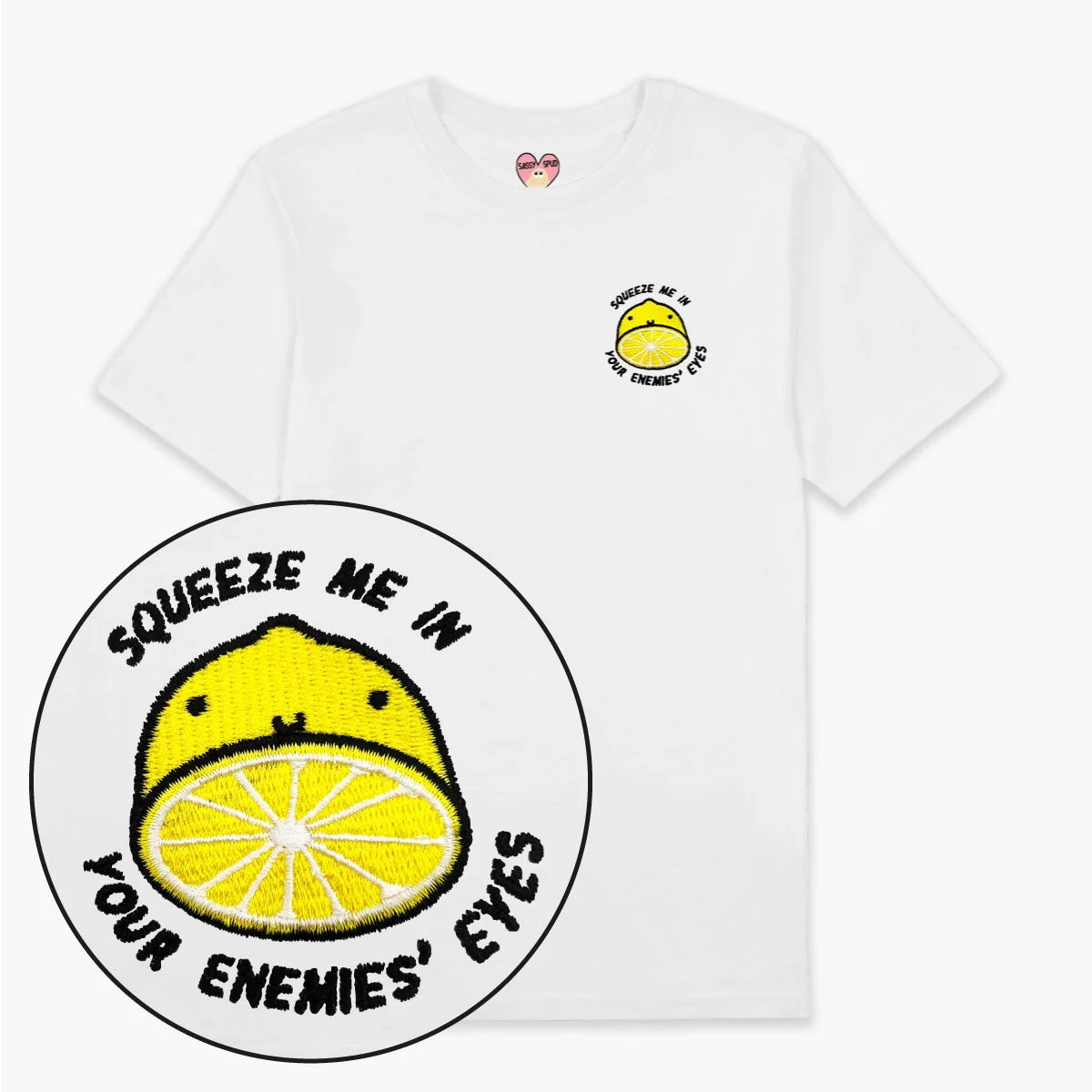 Organic Cotton Lemon Embroidered T-Shirt - Unisex Fit