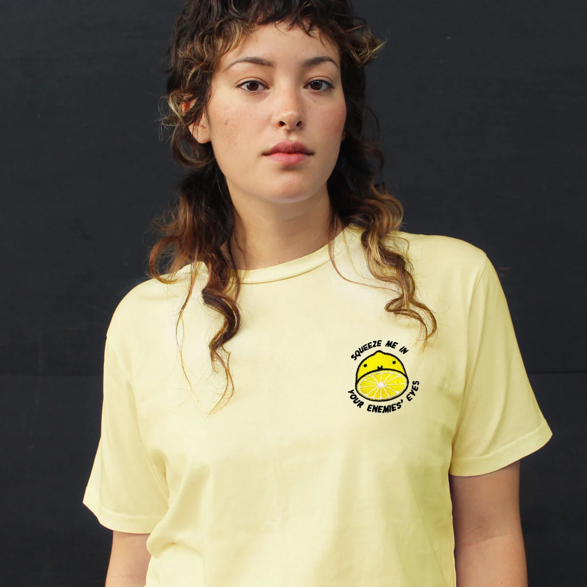 Organic Cotton Lemon Embroidered T-Shirt - Unisex Fit