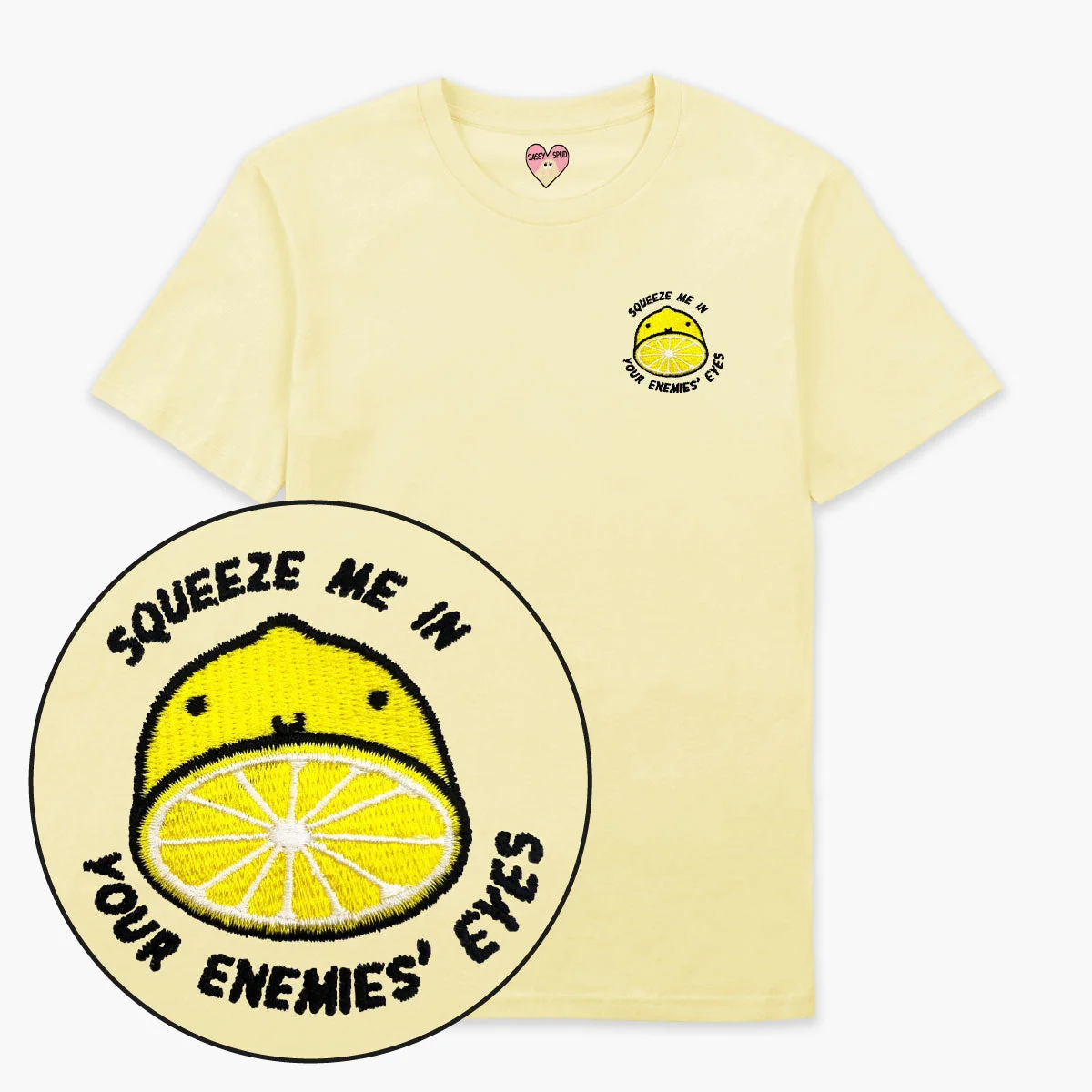 Organic Cotton Lemon Embroidered T-Shirt - Unisex Fit