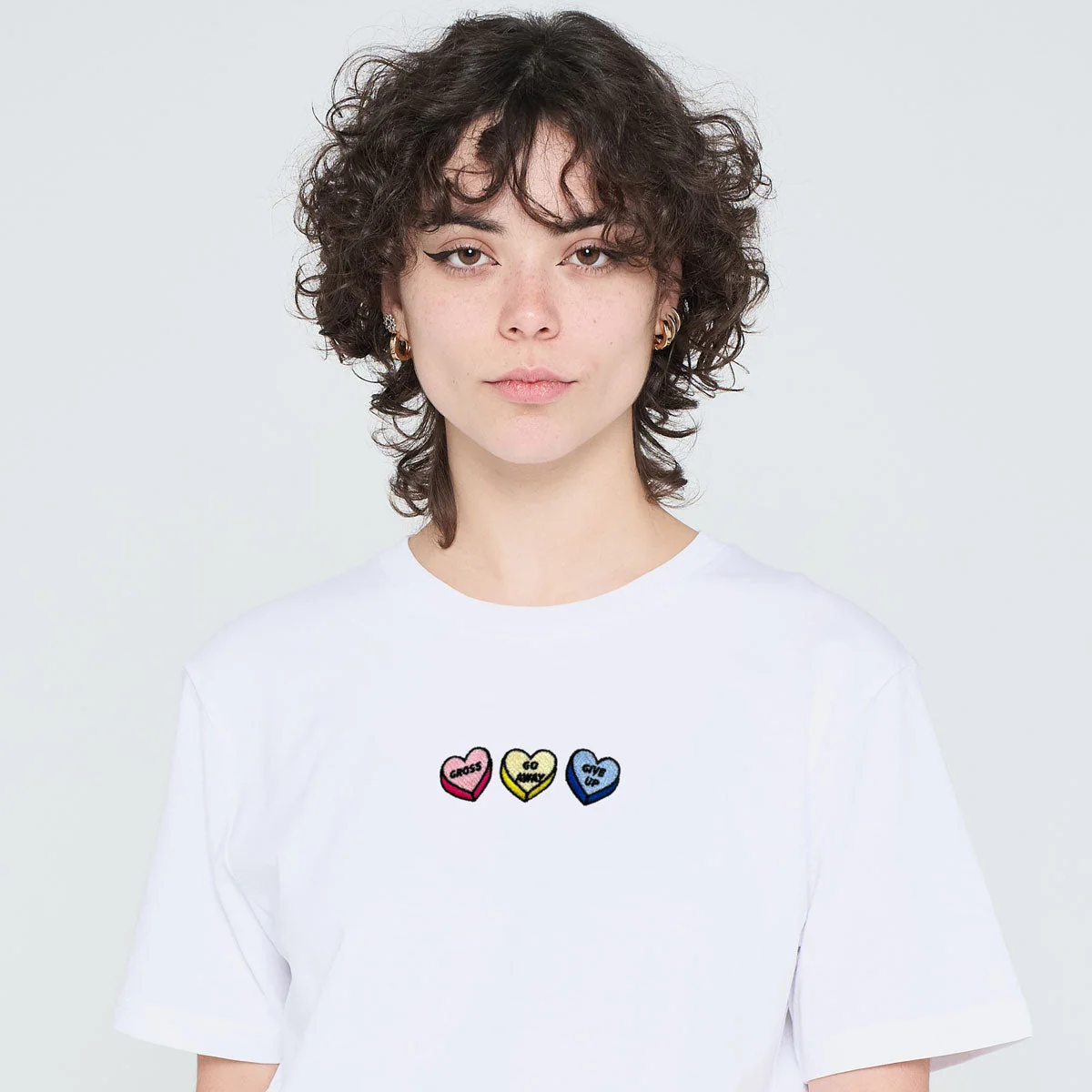 Embroidered Love Hearts T-Shirt for All Genders