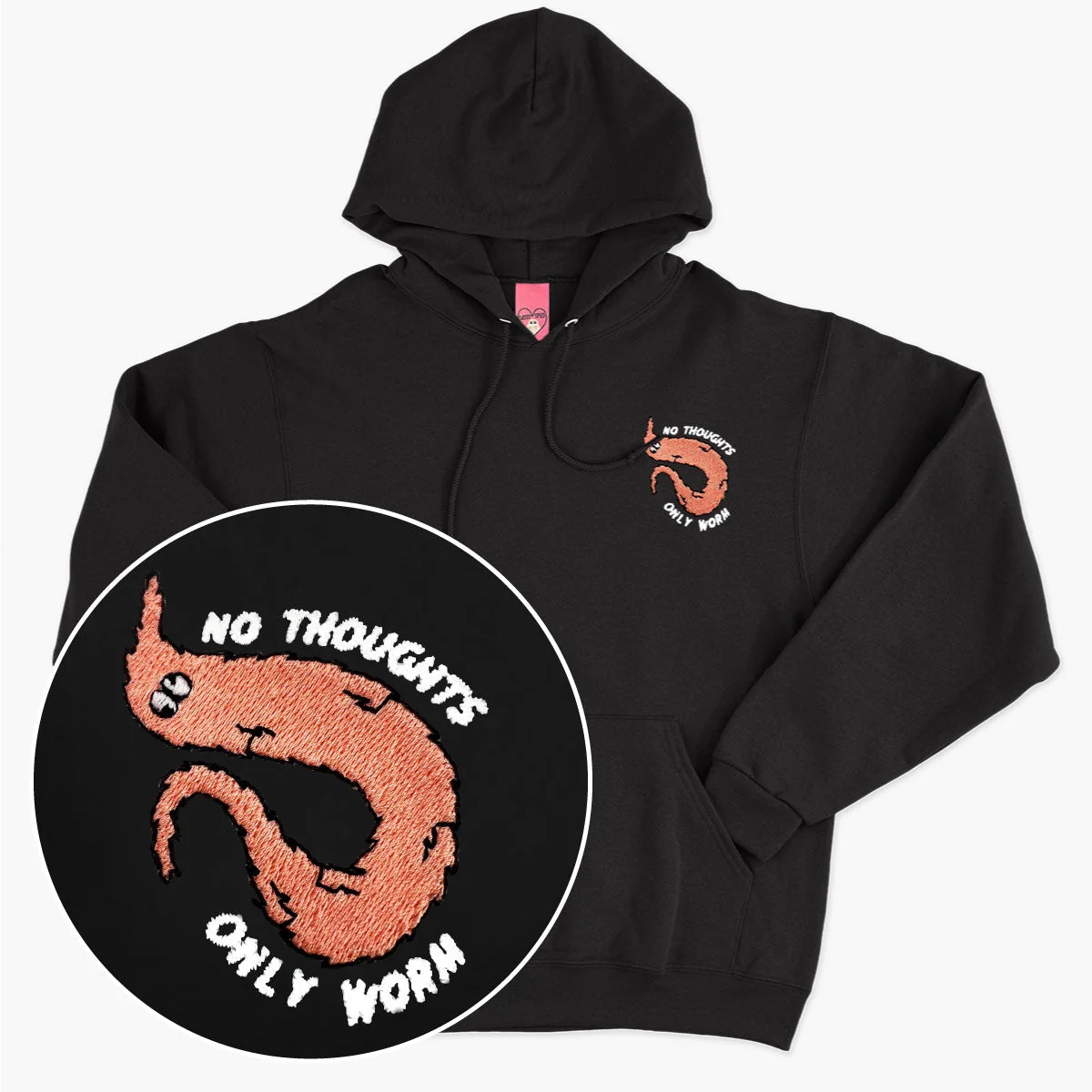 Embroidered Worm On A String Hoodie - Premium Unisex Cotton Blend