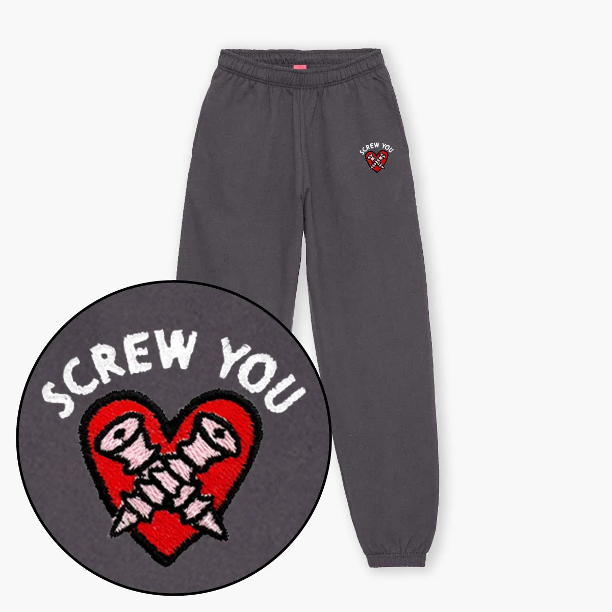 Embroidered Screw Detail Joggers - Unisex Fit