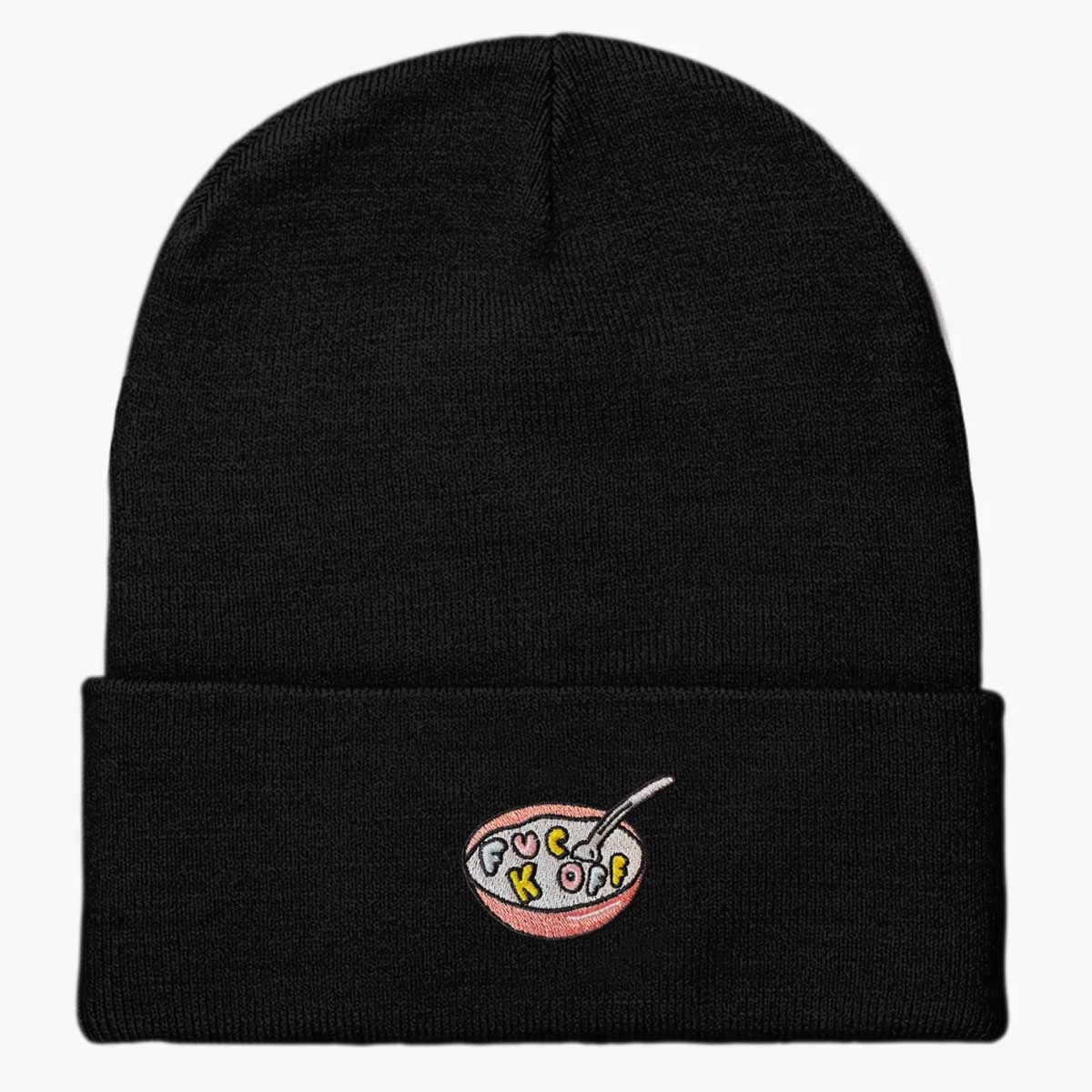 Embroidered Beanie - Rude Cereal Design