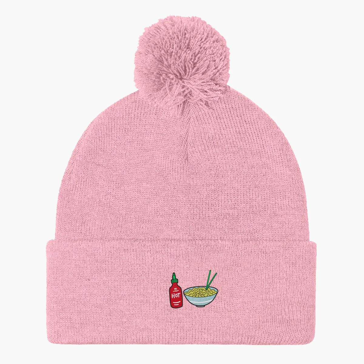 Embroidered Pom Pom Beanie Hat | Premium Quality
