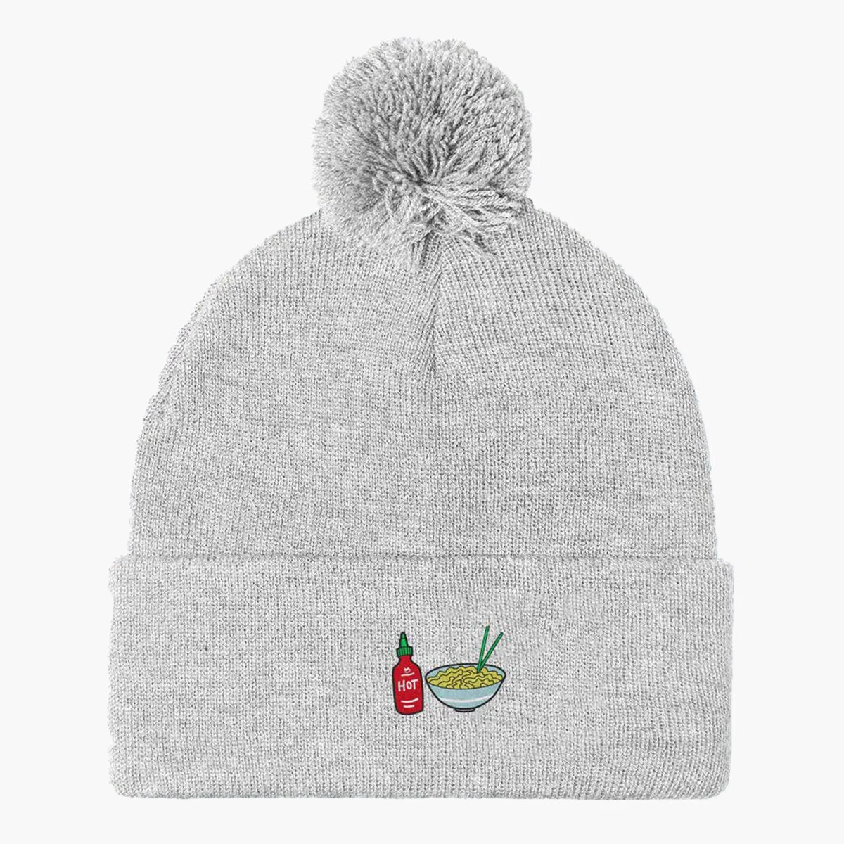 Embroidered Pom Pom Beanie Hat | Premium Quality