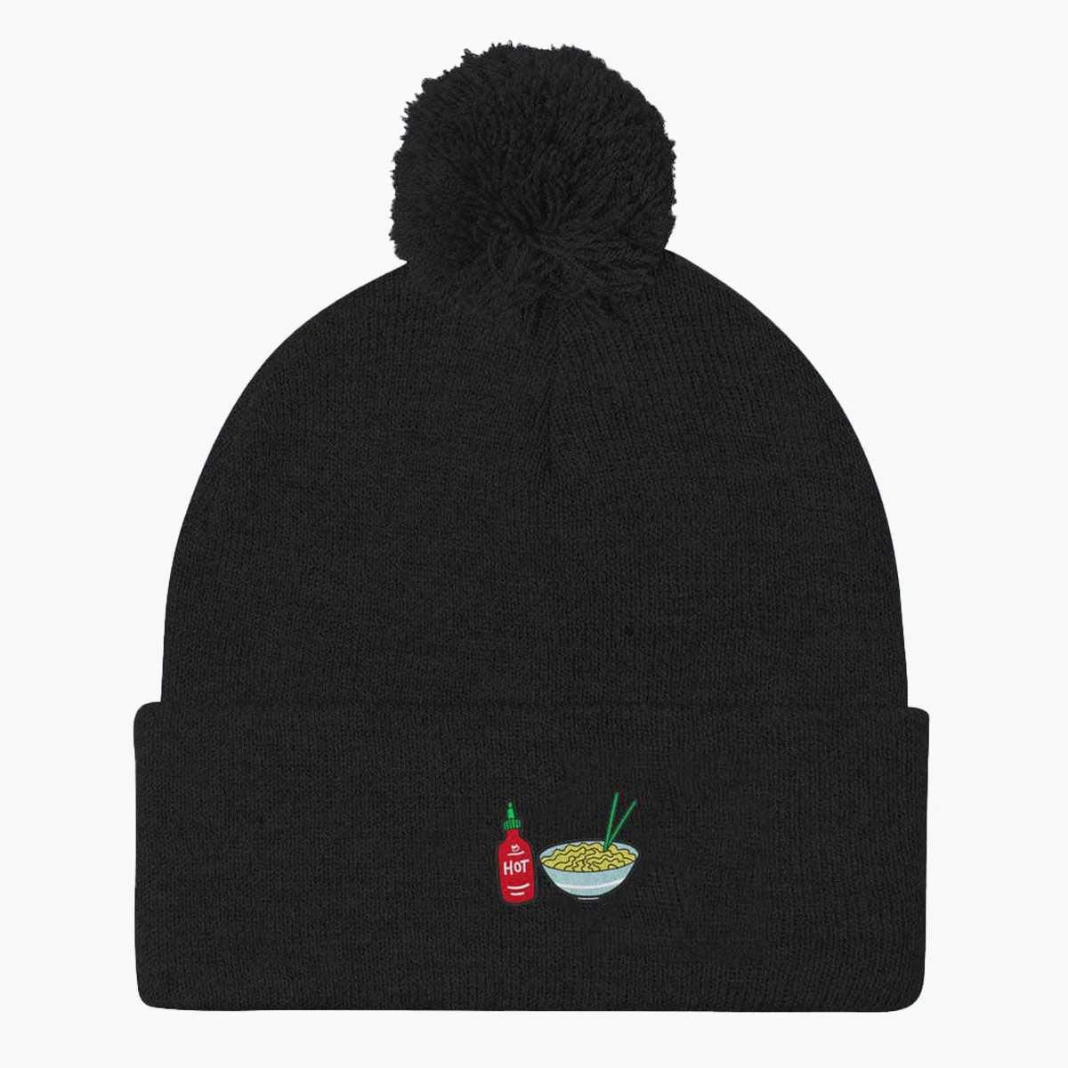 Embroidered Pom Pom Beanie Hat | Premium Quality