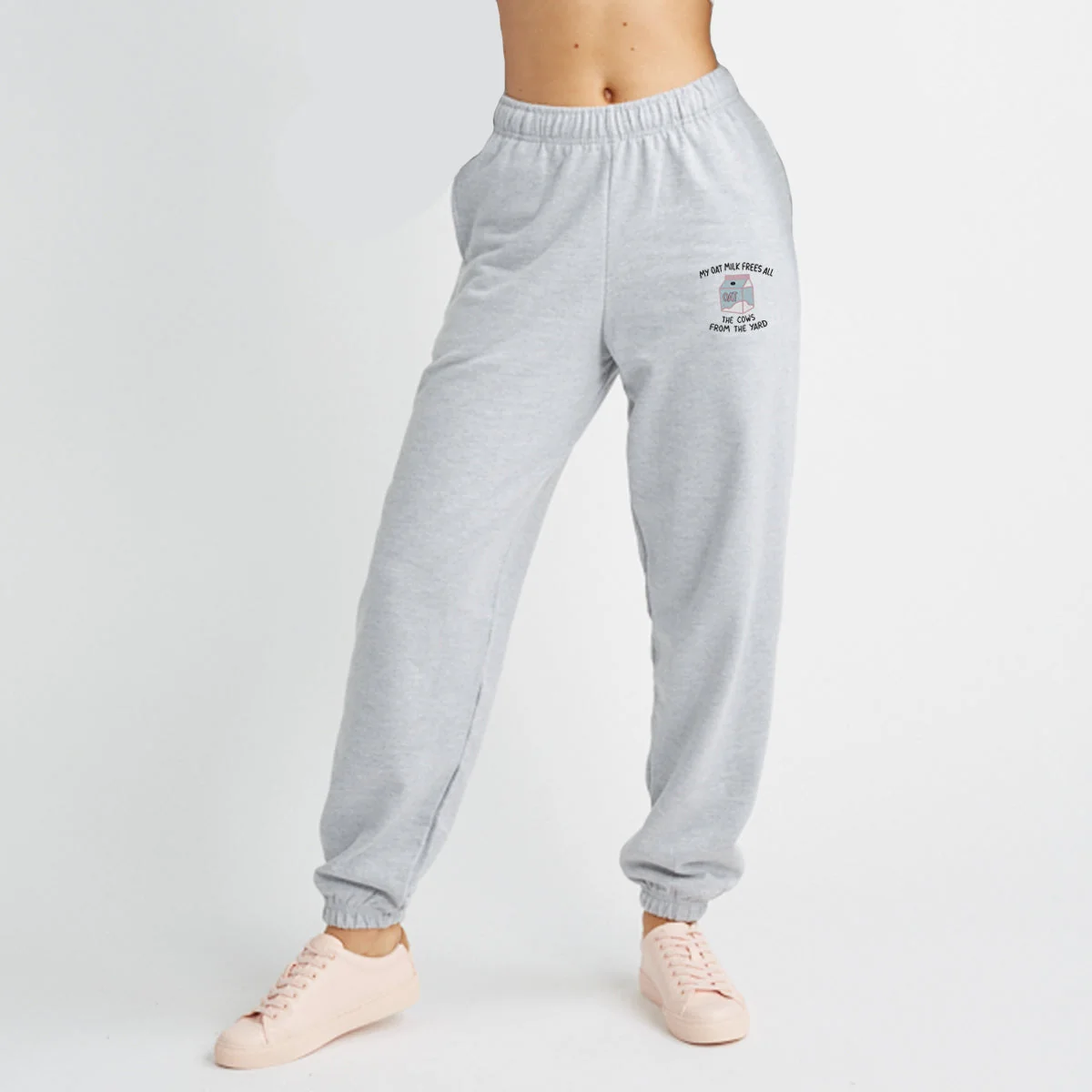 Embroidered Oat Milk Joggers | Cosy Unisex Fit
