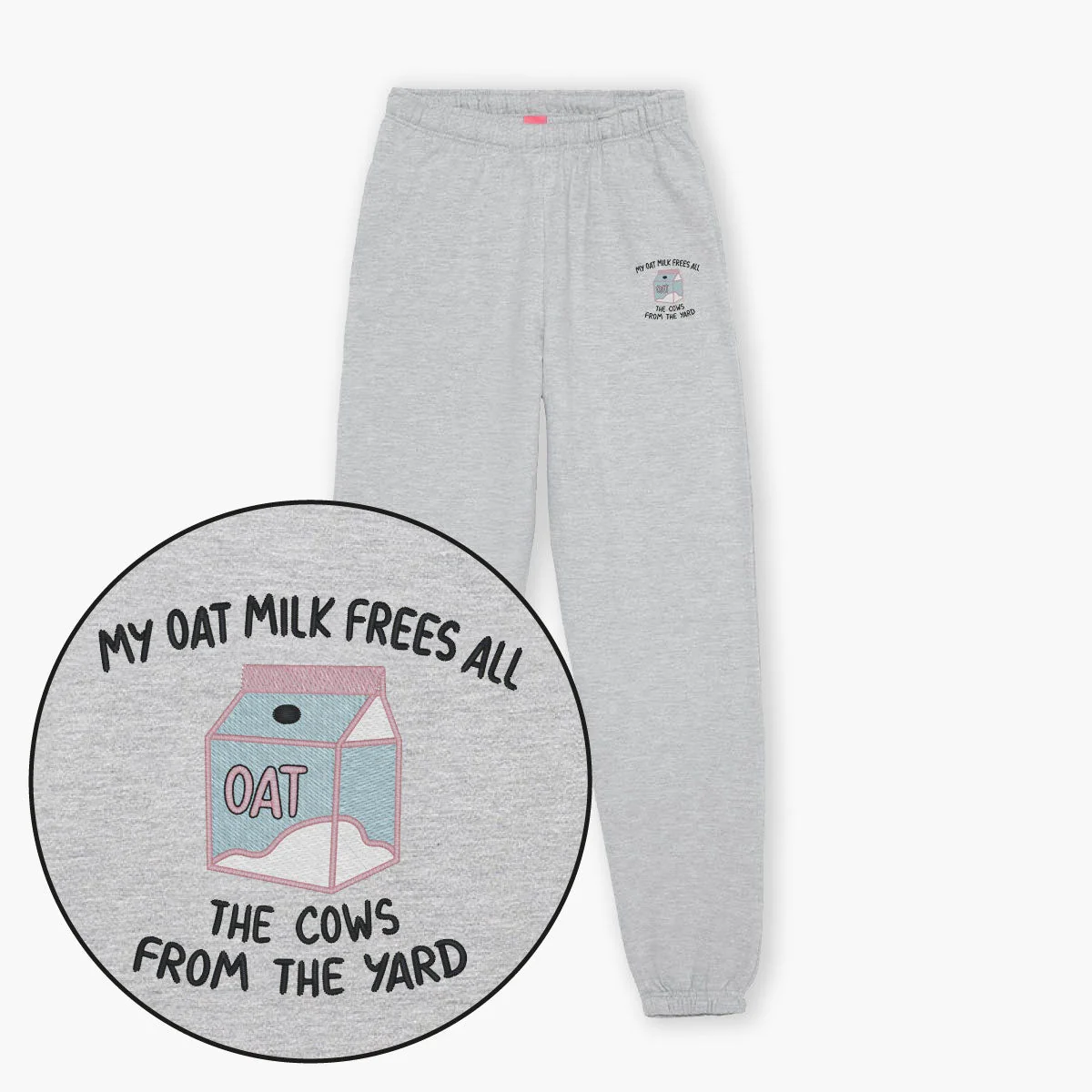Embroidered Oat Milk Joggers | Cosy Unisex Fit