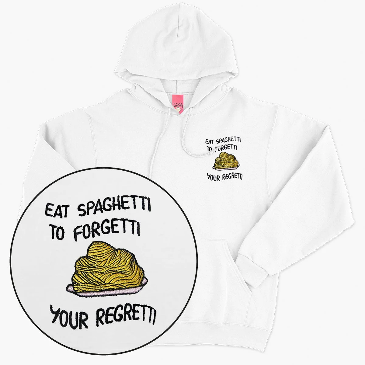 Embroidered Hoodie with Cute Spaghetti Design