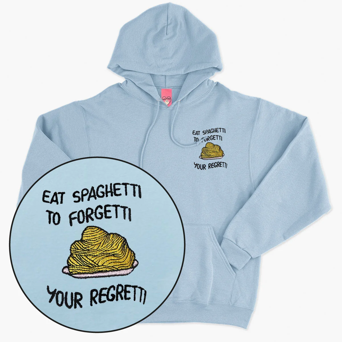 Embroidered Hoodie with Cute Spaghetti Design