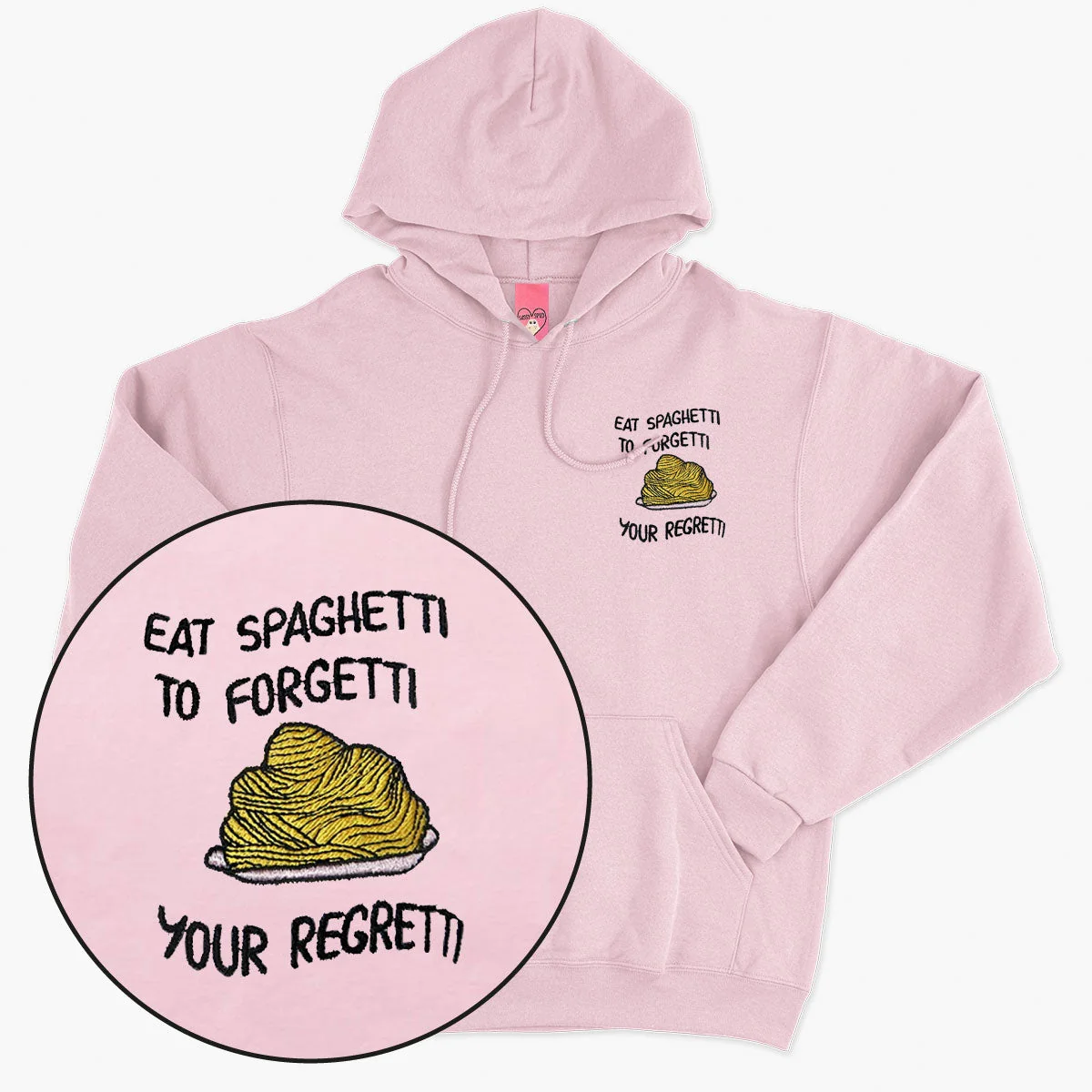 Embroidered Hoodie with Cute Spaghetti Design