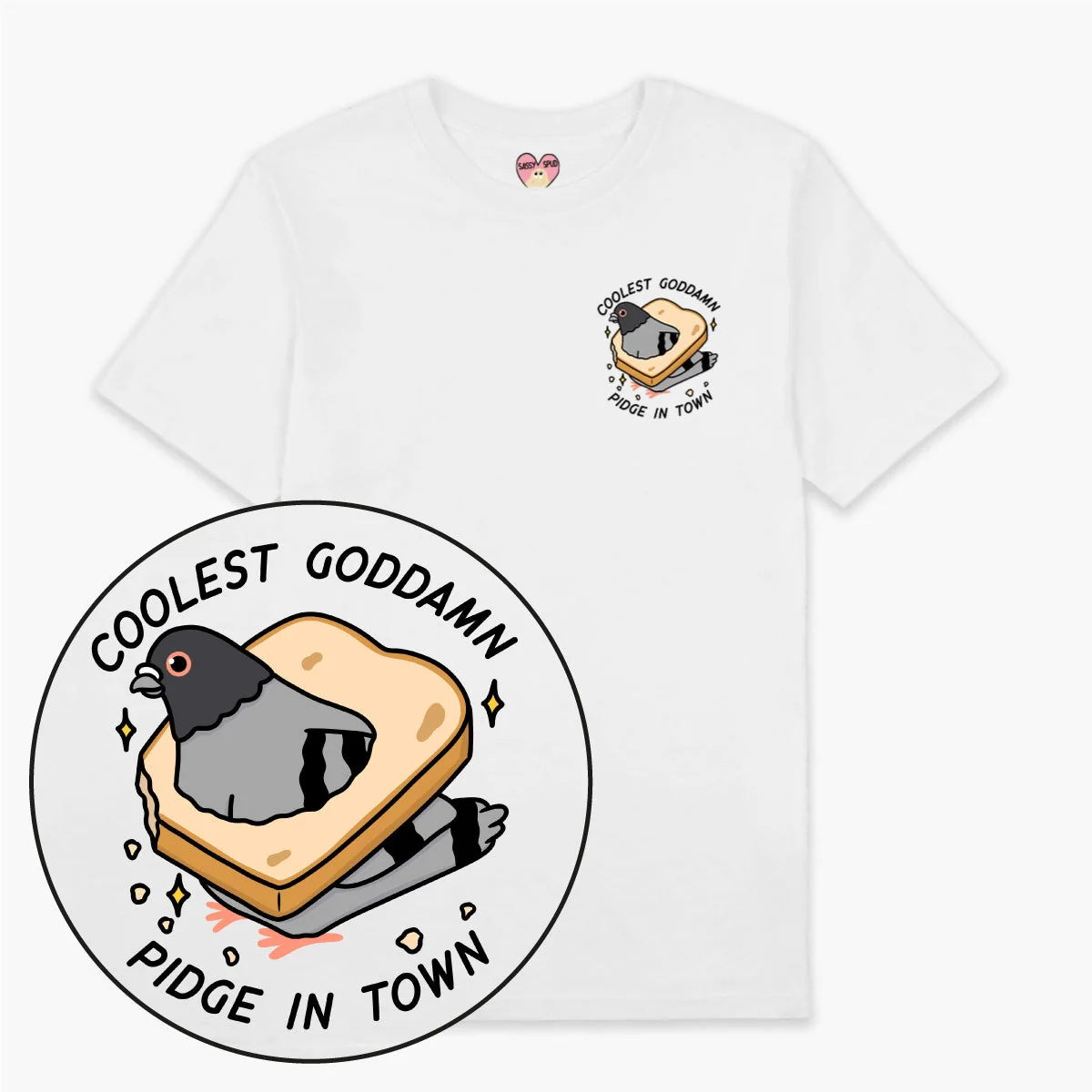 Organic Cotton Pigeon Print Tee (Unisex) - Variety of Colors