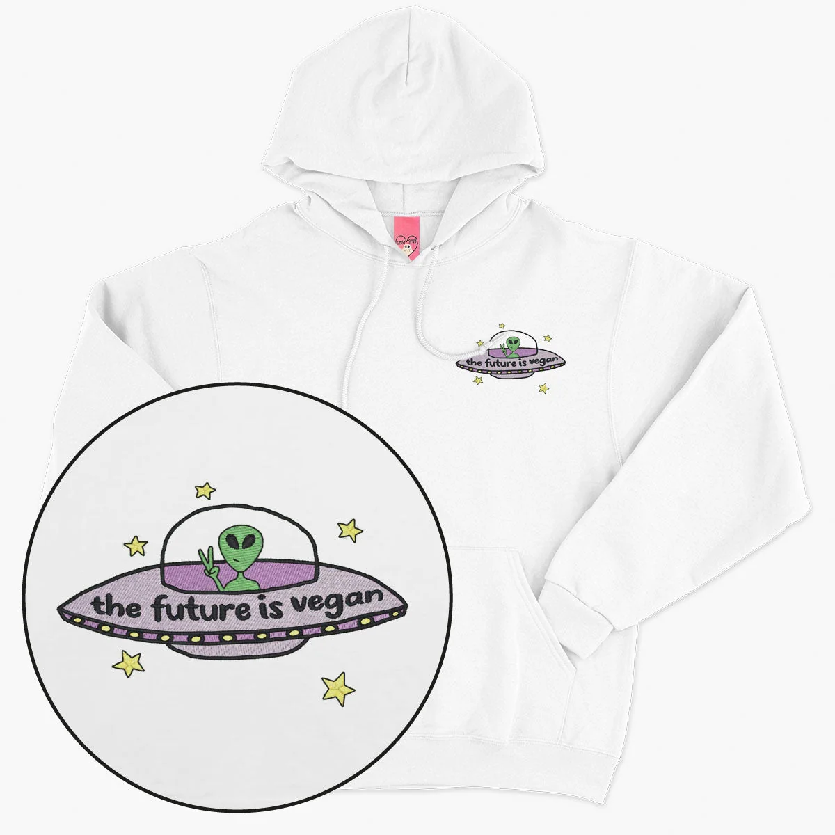 Vegan Friendly Embroidered Hoodie in Various Colors