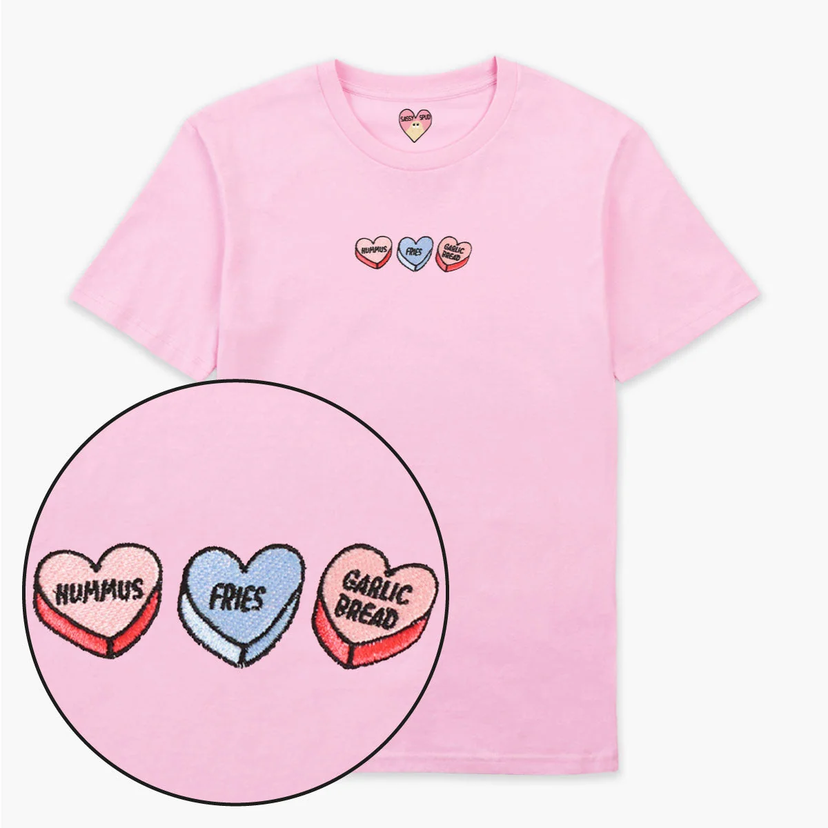 Embroidered Love Hearts T-Shirt in Various Colors