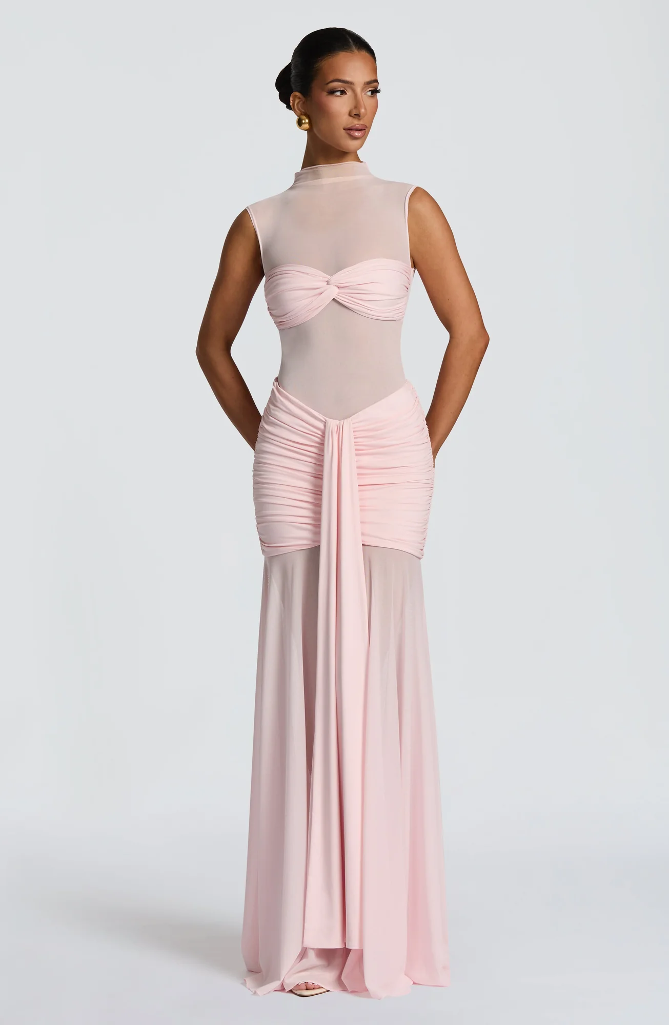 Sheer Mesh Bodycon Top in Blush - Adina Style