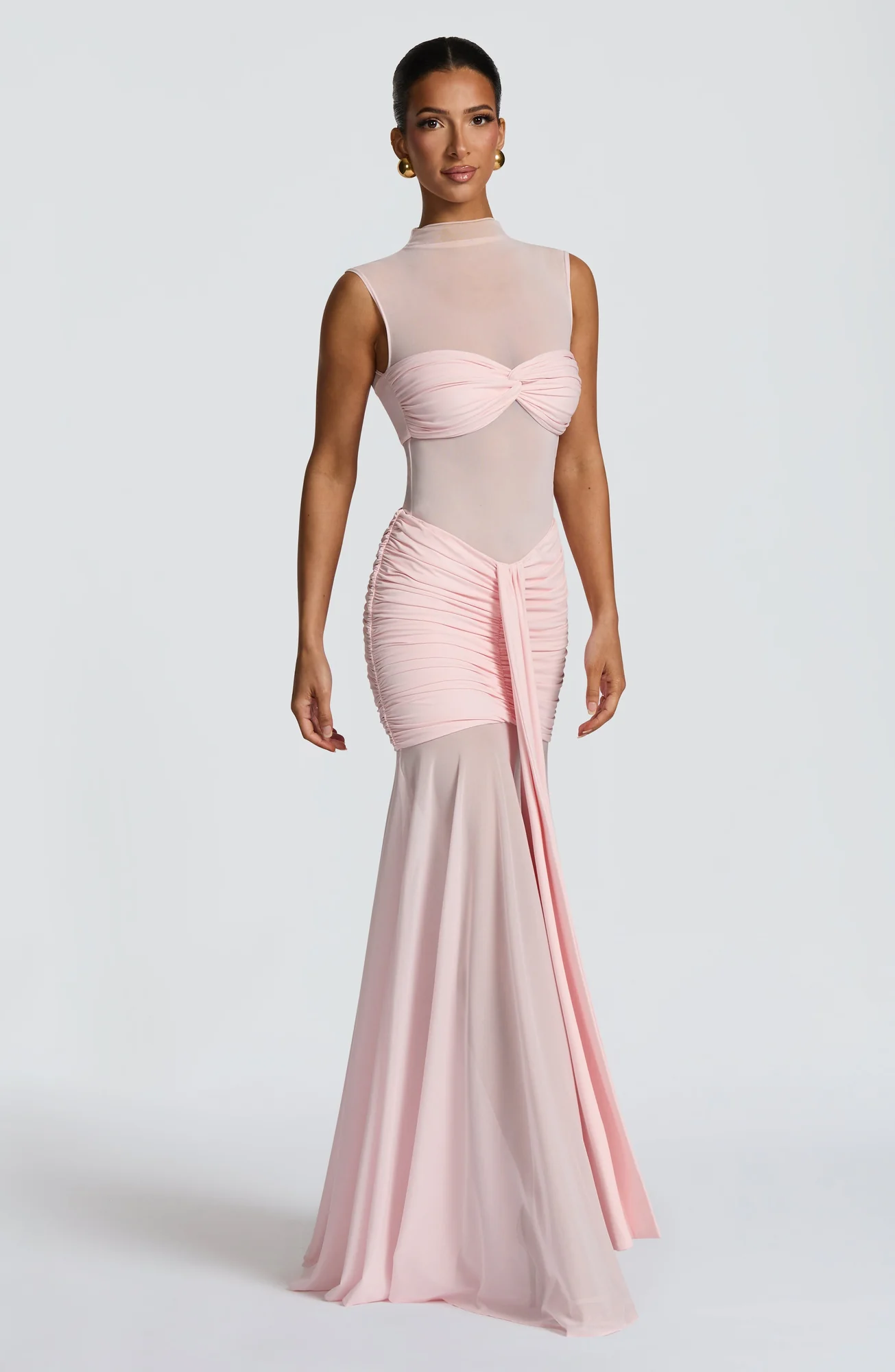Sheer Mesh Bodycon Top in Blush - Adina Style