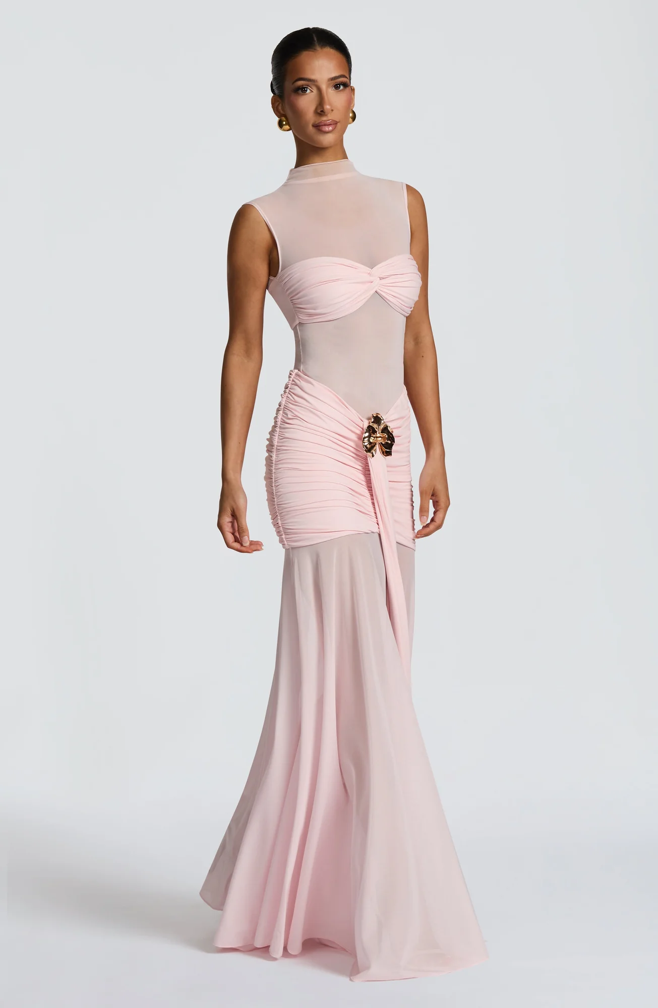 Sheer Mesh Bodycon Top in Blush - Adina Style