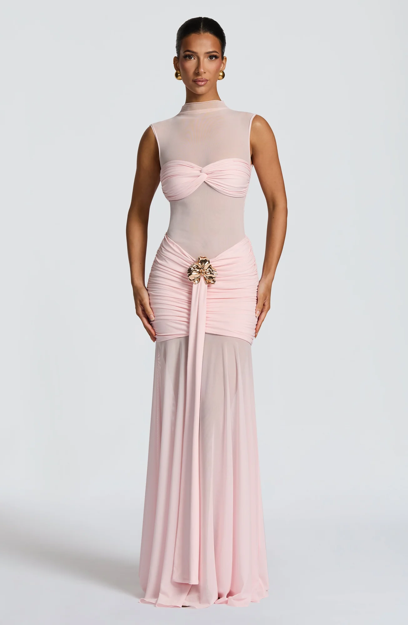 Sheer Mesh Bodycon Top in Blush - Adina Style