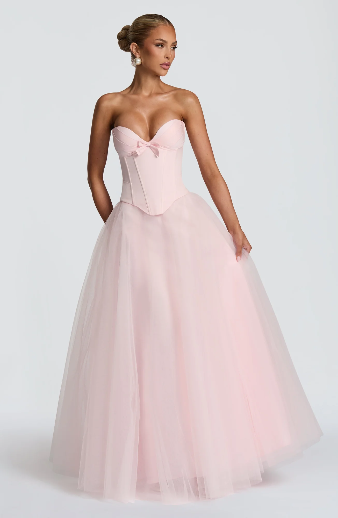 Blush Strapless Corset with Lace-Up Back