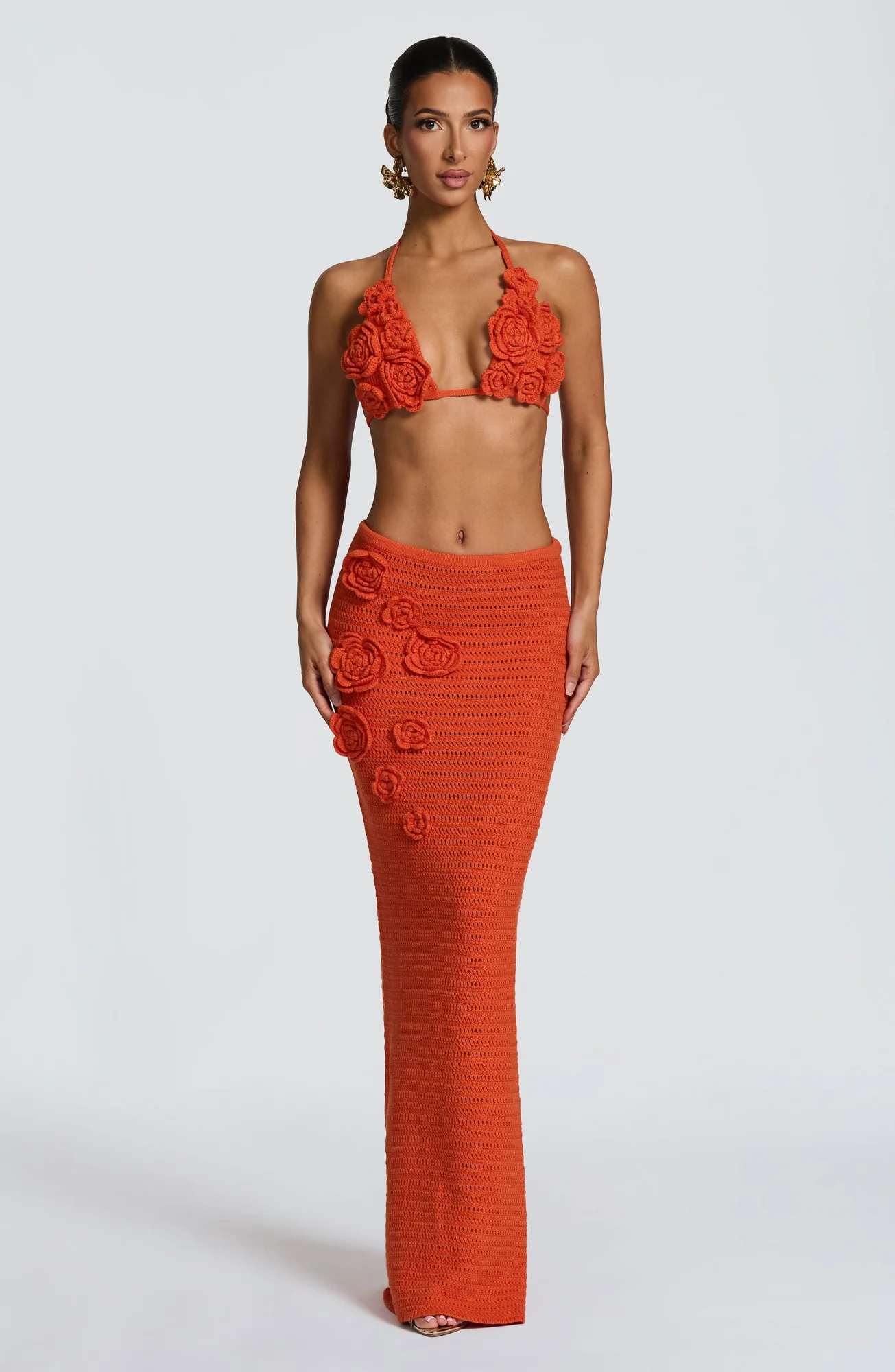 Crocheted Orange Bralette Top - Nerida Design