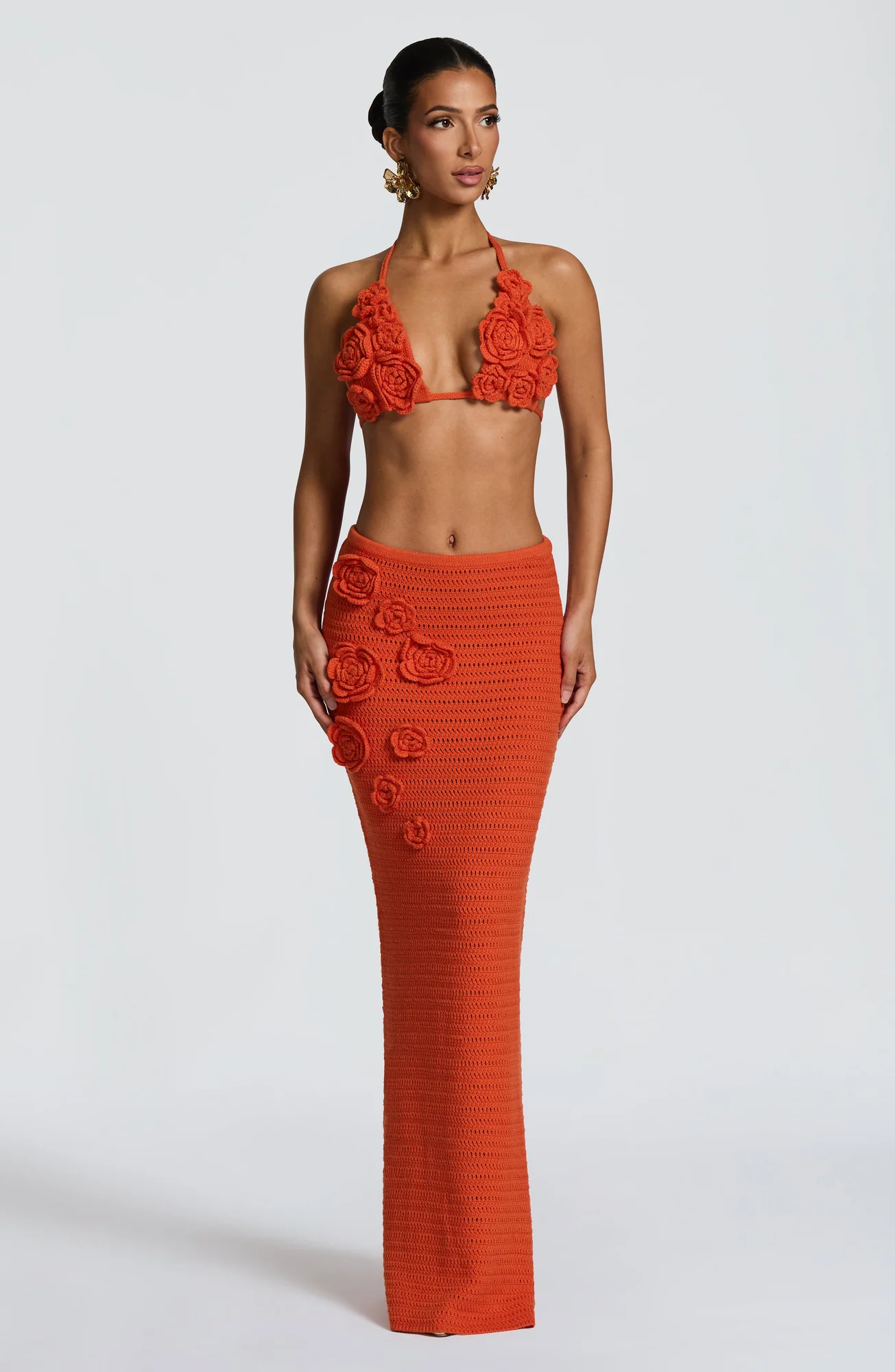 Crocheted Orange Bralette Top - Nerida Design