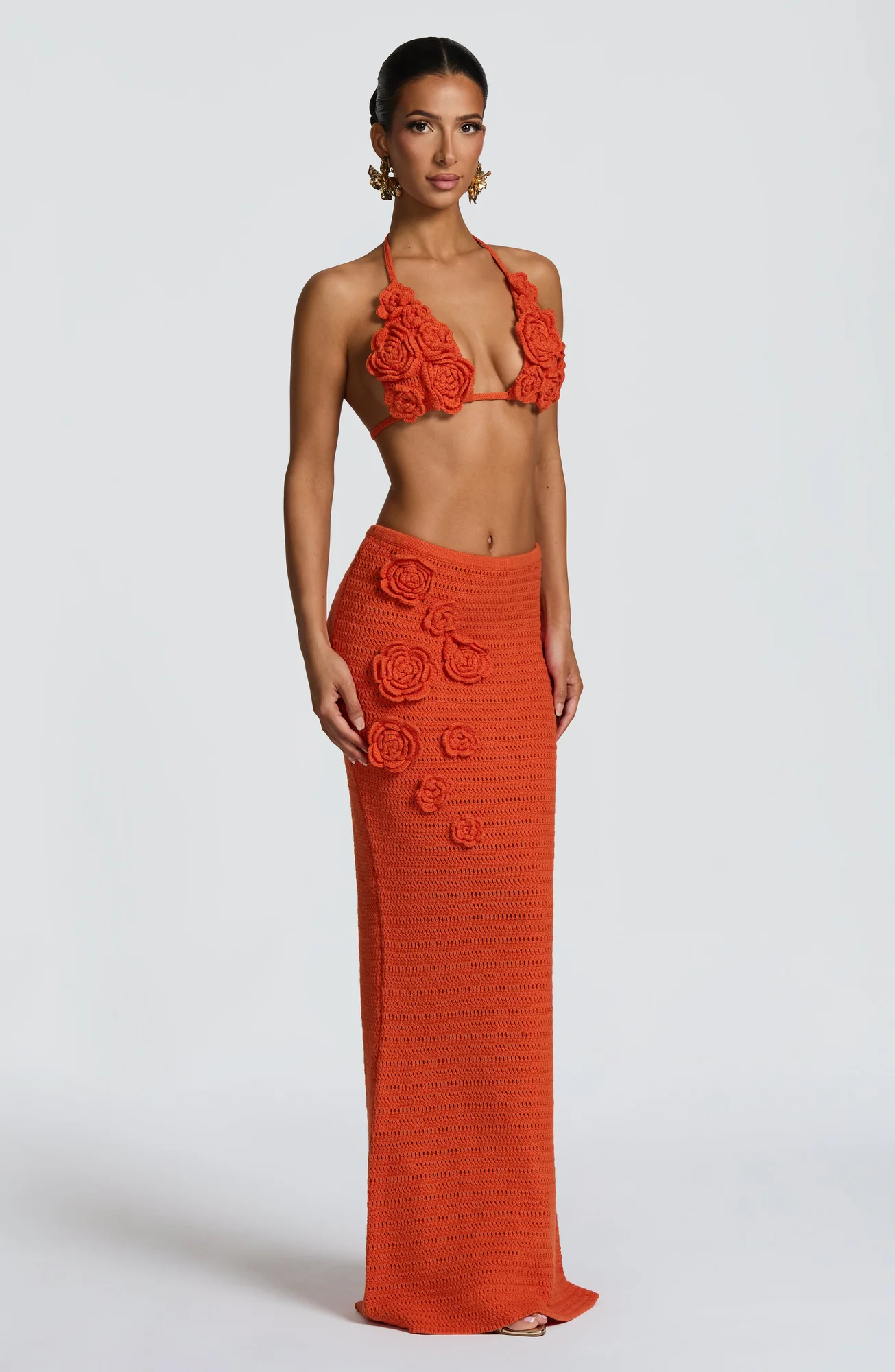 Crocheted Orange Bralette Top - Nerida Design