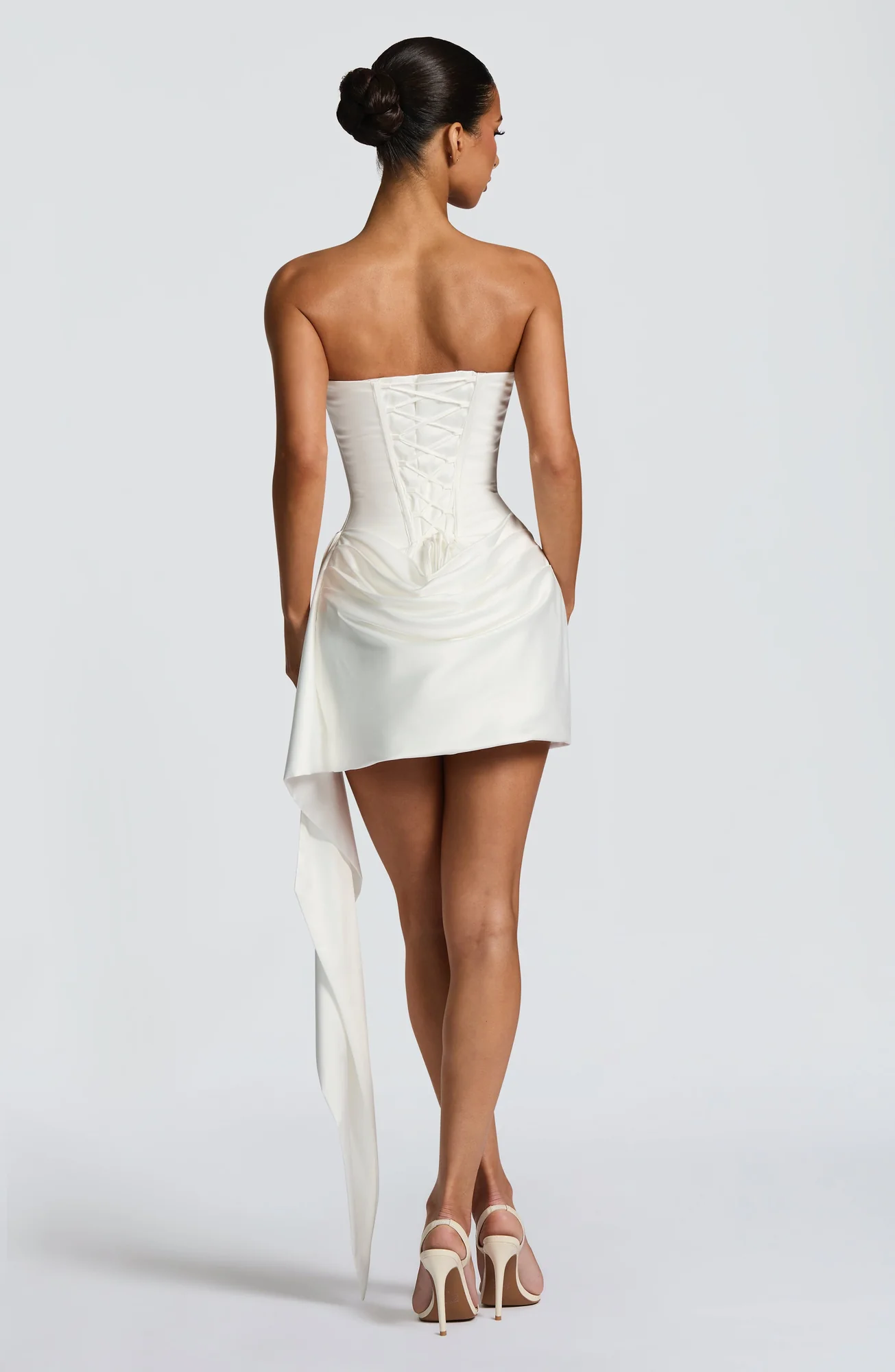 Ivory Strapless Cowl Neck Mini Dress