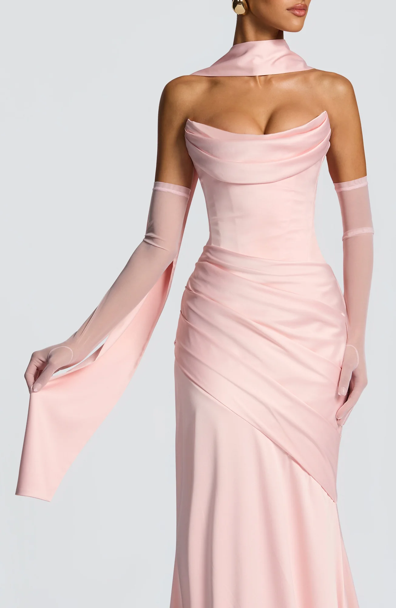 Delicate Blush Stretch Satin Scarf - Stylish Accessory