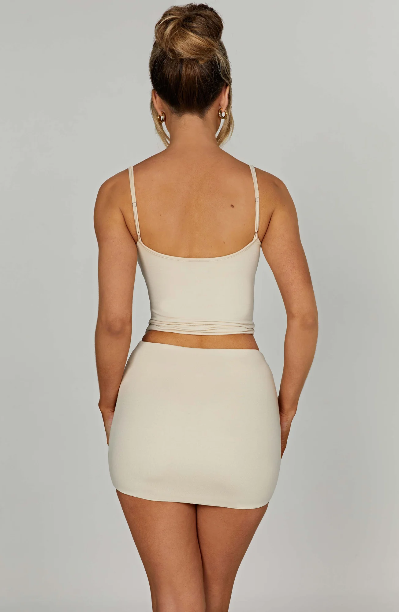 Cream Modal Micro Mini Skirt - Contouring Waist Design