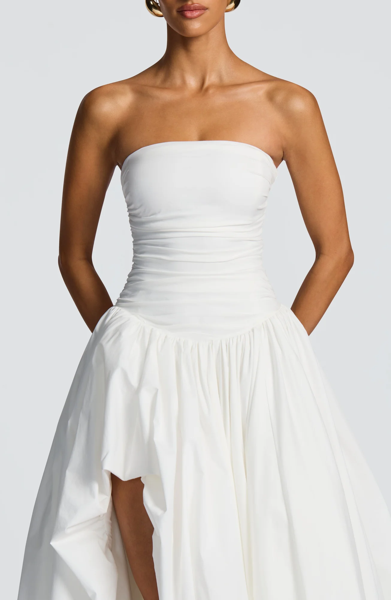 Elegant Ivory Maxi Dress with Lace-Up Back