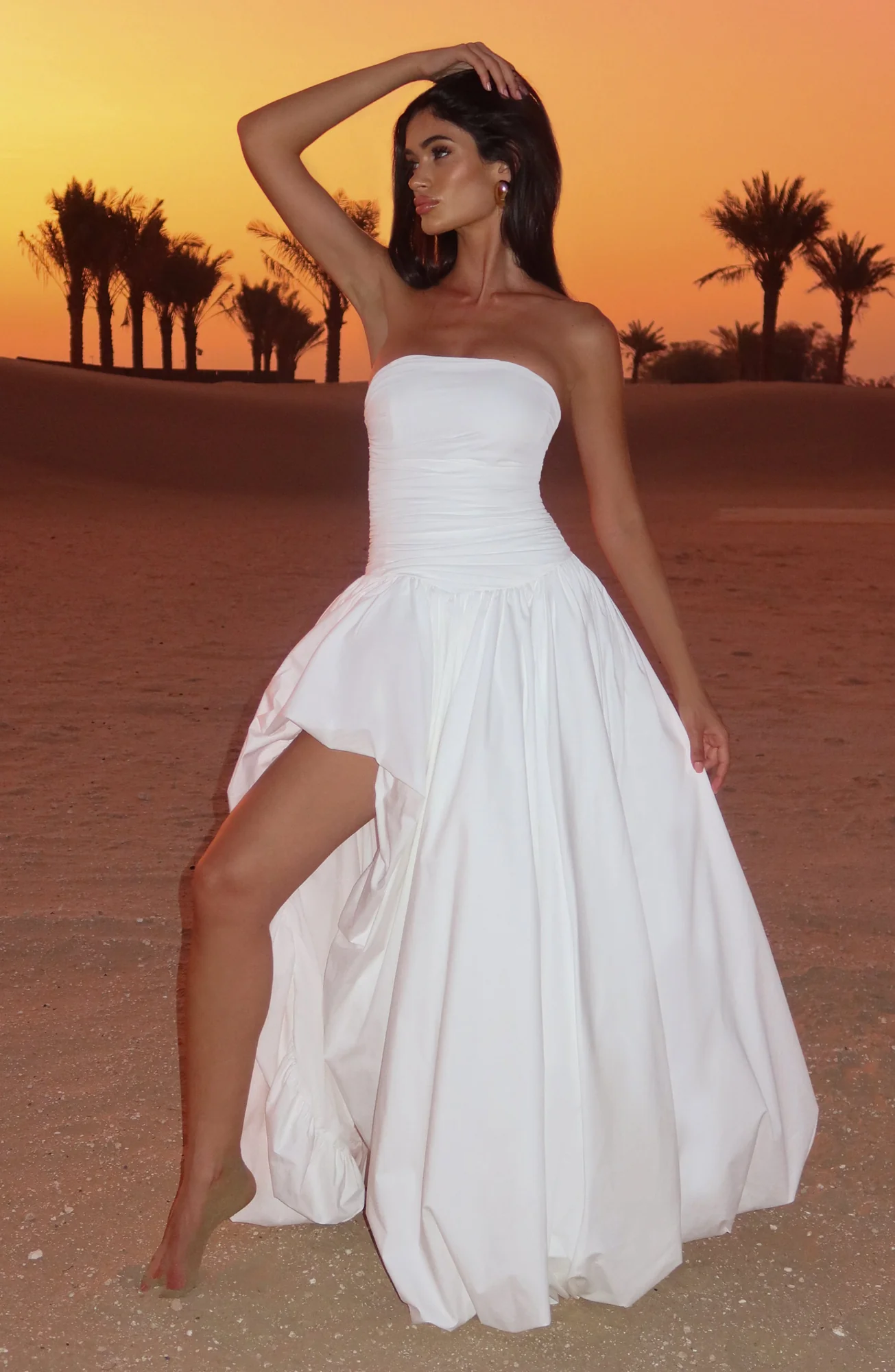 Elegant Ivory Maxi Dress with Lace-Up Back
