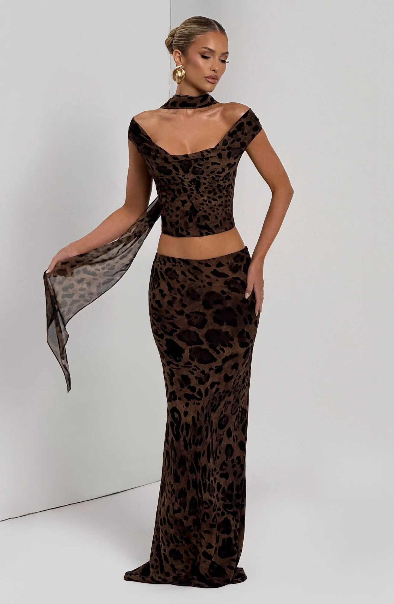 Leopard Print Chiffon Scarf - Chic & Sophisticated Accessory