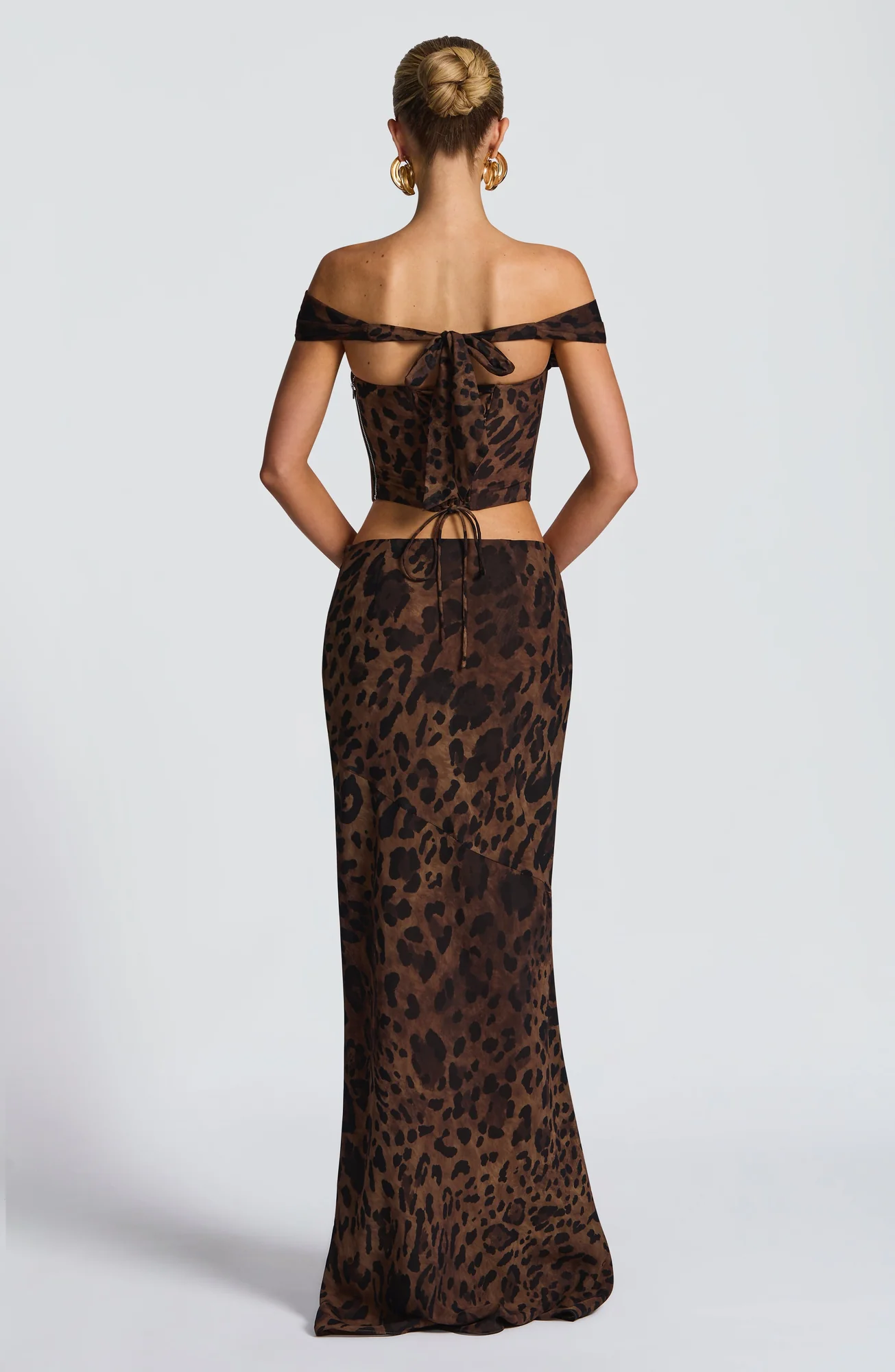Leopard Print Maxi Skirt - Chiffon Column Shape - Mid-Rise