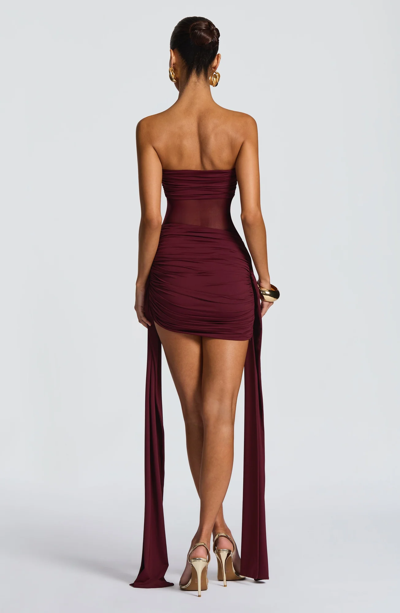 Cherry Lacquer Asymmetric Hem Bodycon Mini Dress