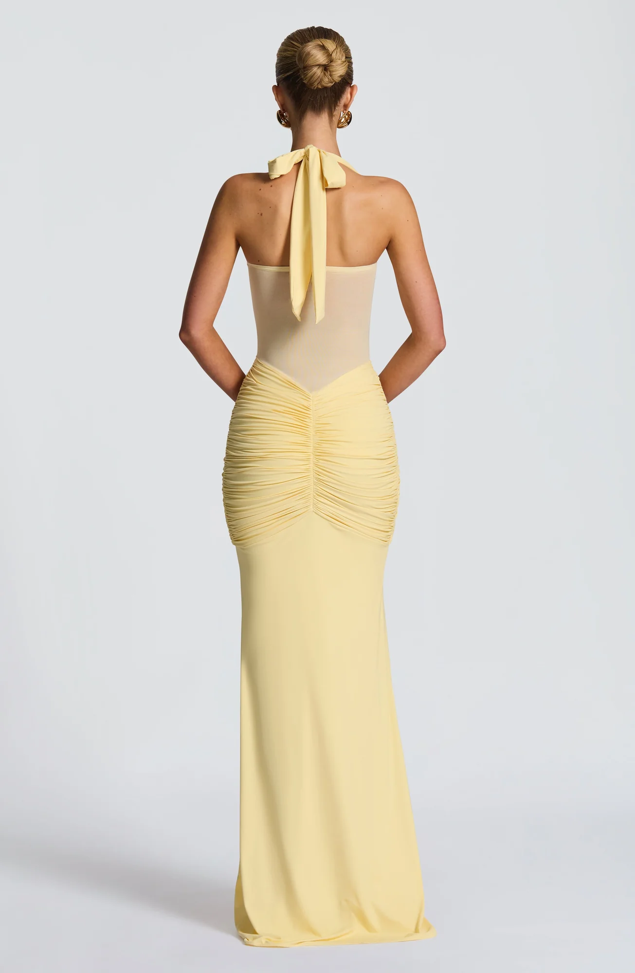 Lemon Halter Maxi Dress - Elegant Twist Design