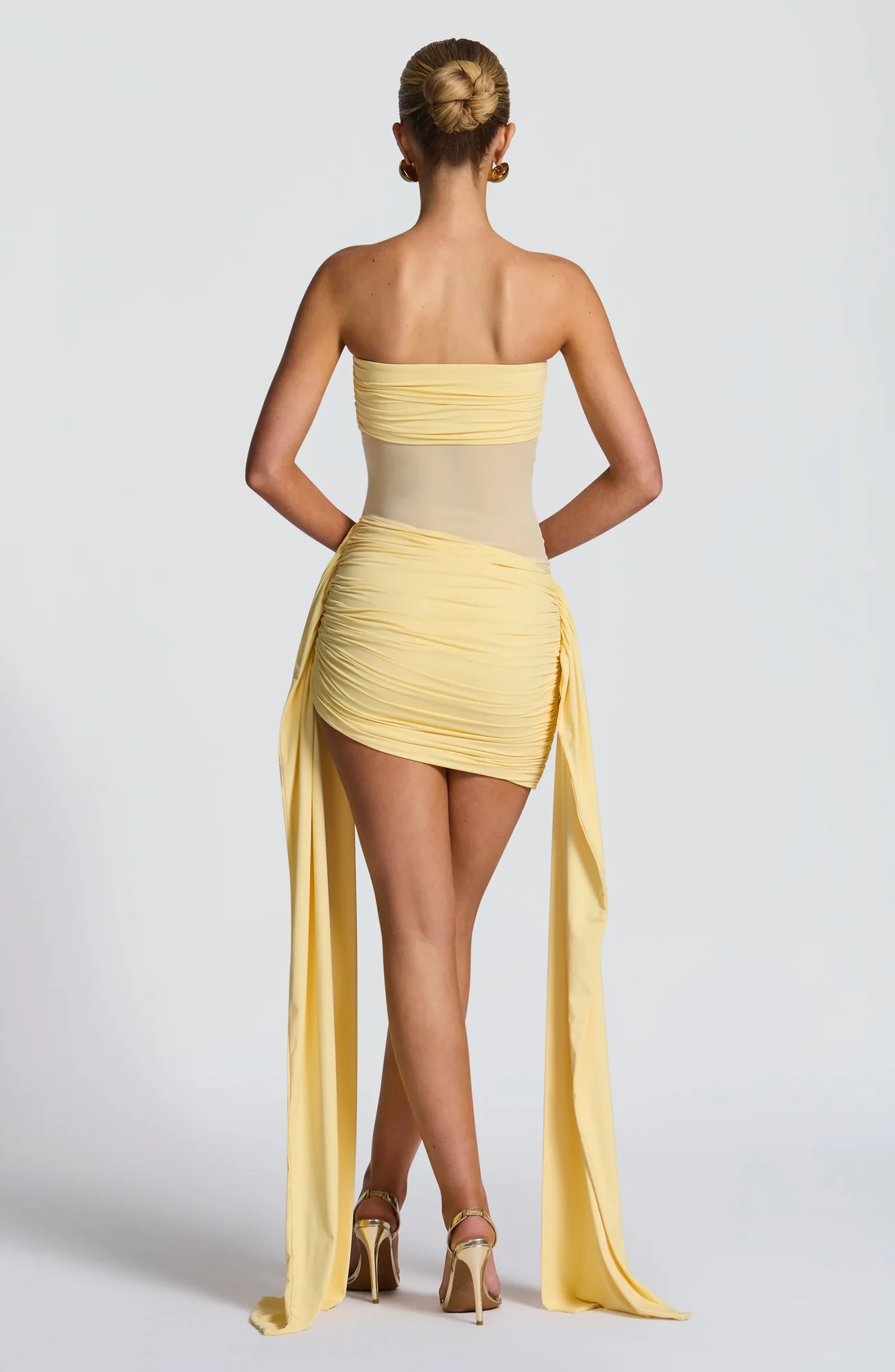 Lemon Twist Strapless Bodycon Mini Dress