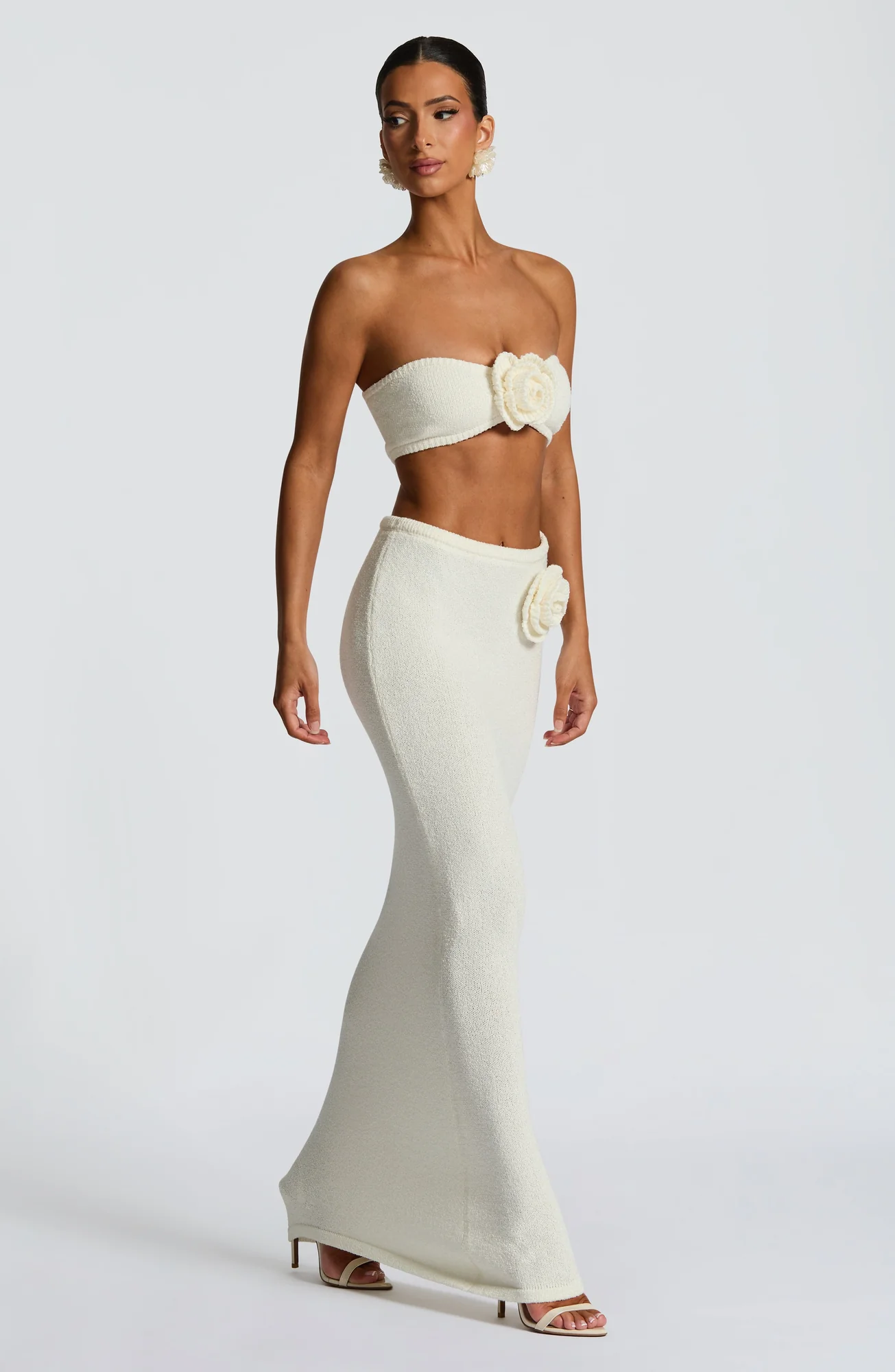 Knit Maxi Skirt in Ivory - Elegant Body-Hugging Style