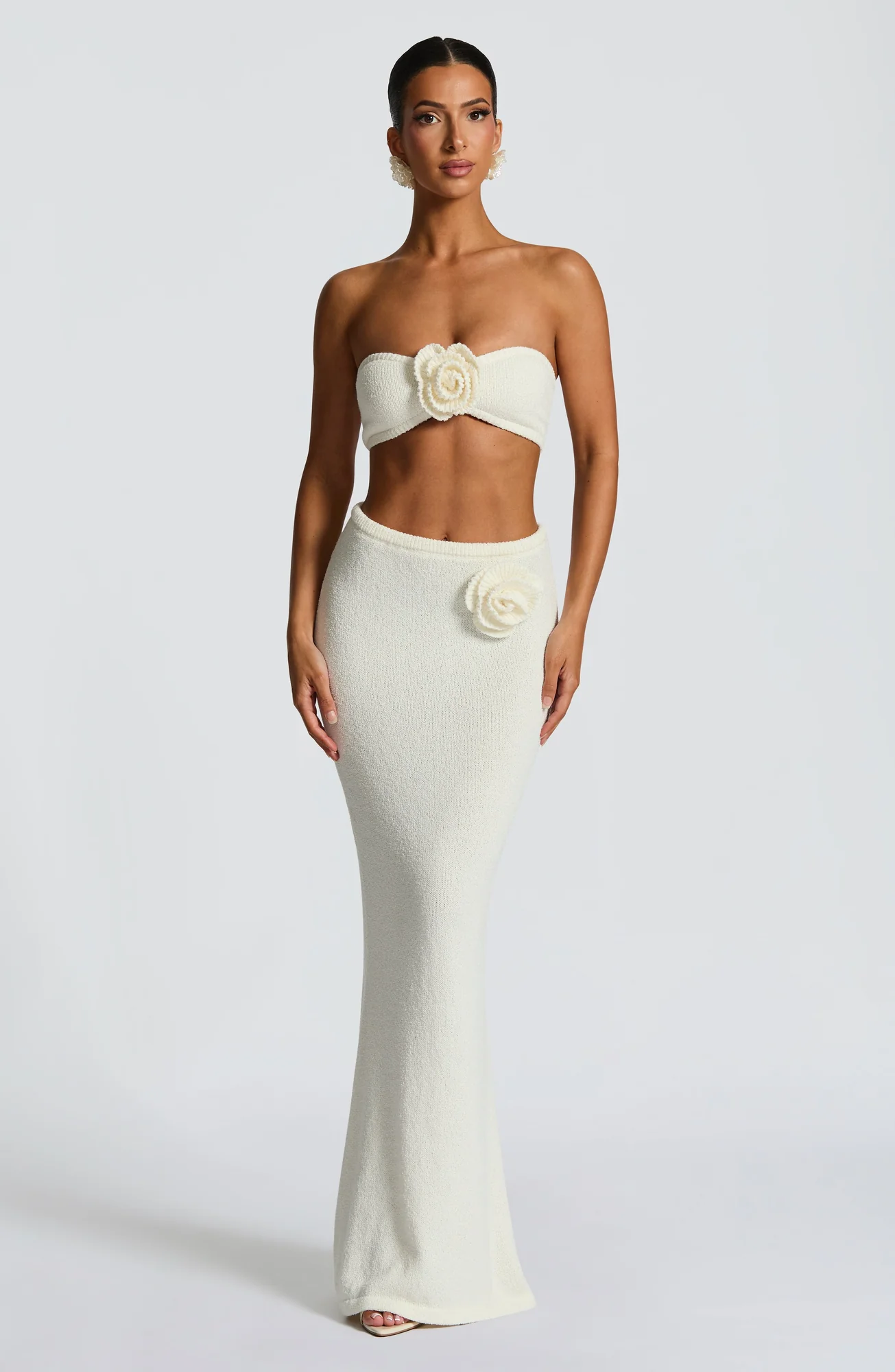Knit Maxi Skirt in Ivory - Elegant Body-Hugging Style