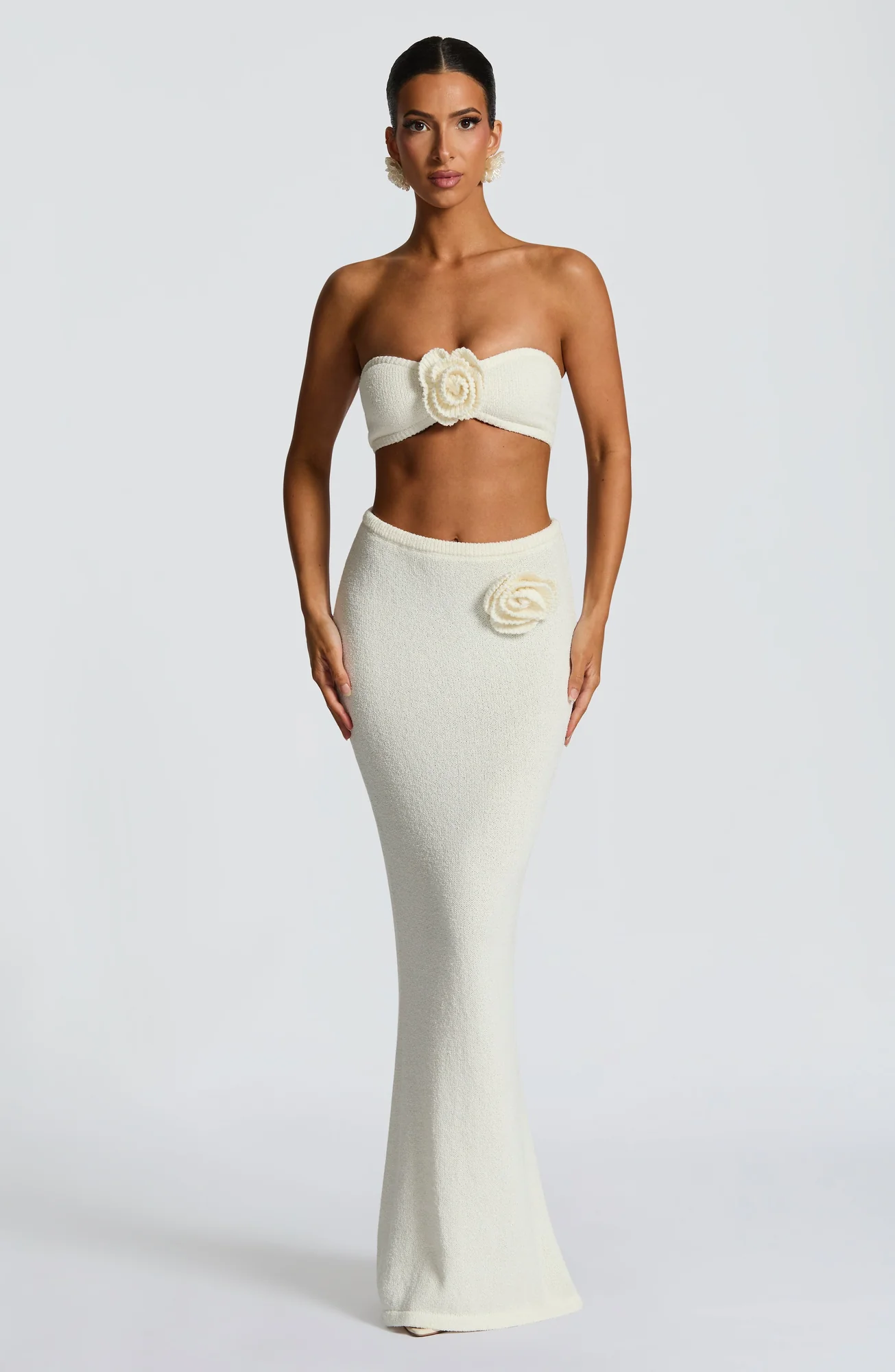 Knit Maxi Skirt in Ivory - Elegant Body-Hugging Style