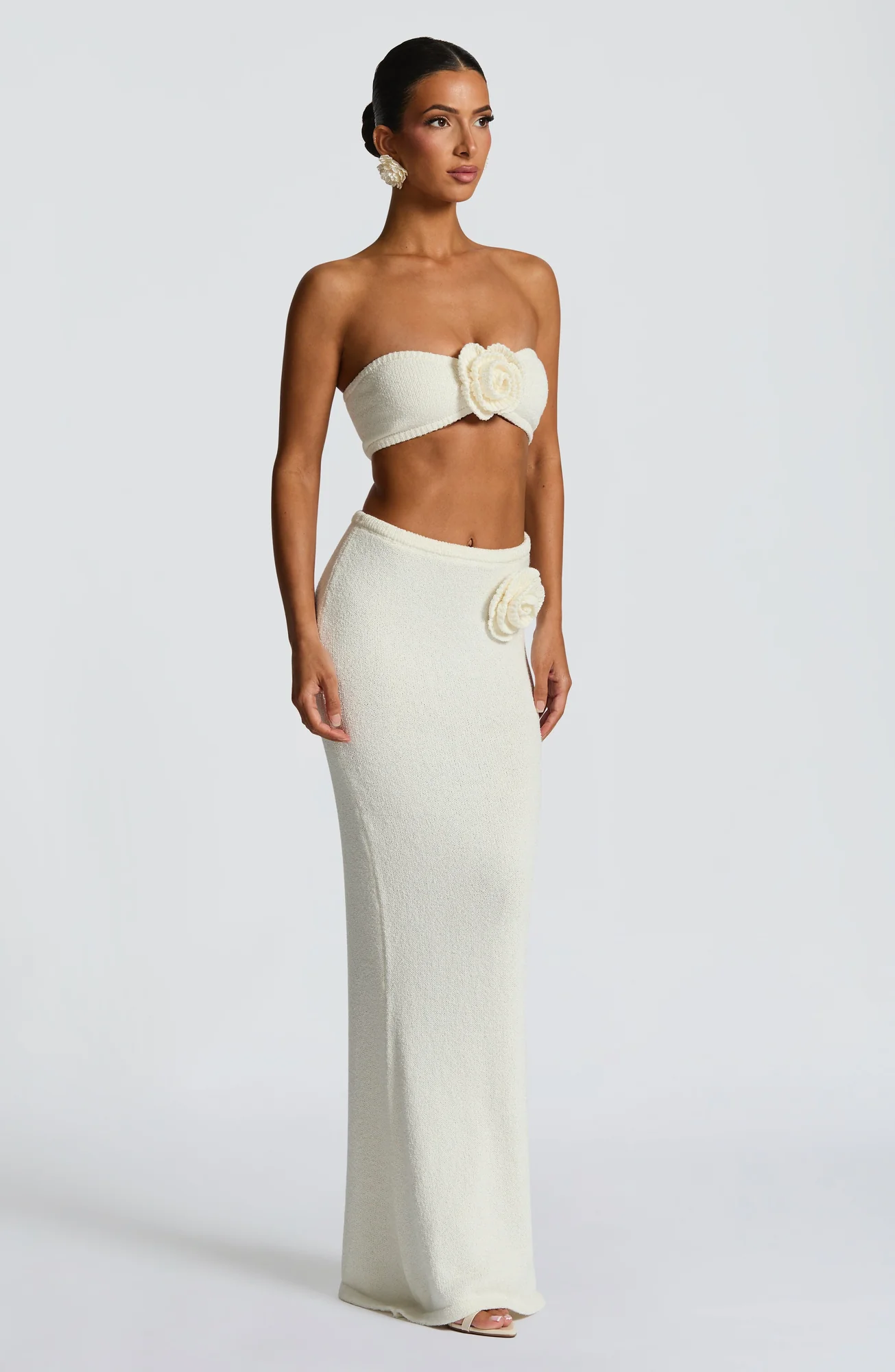 Knit Maxi Skirt in Ivory - Elegant Body-Hugging Style