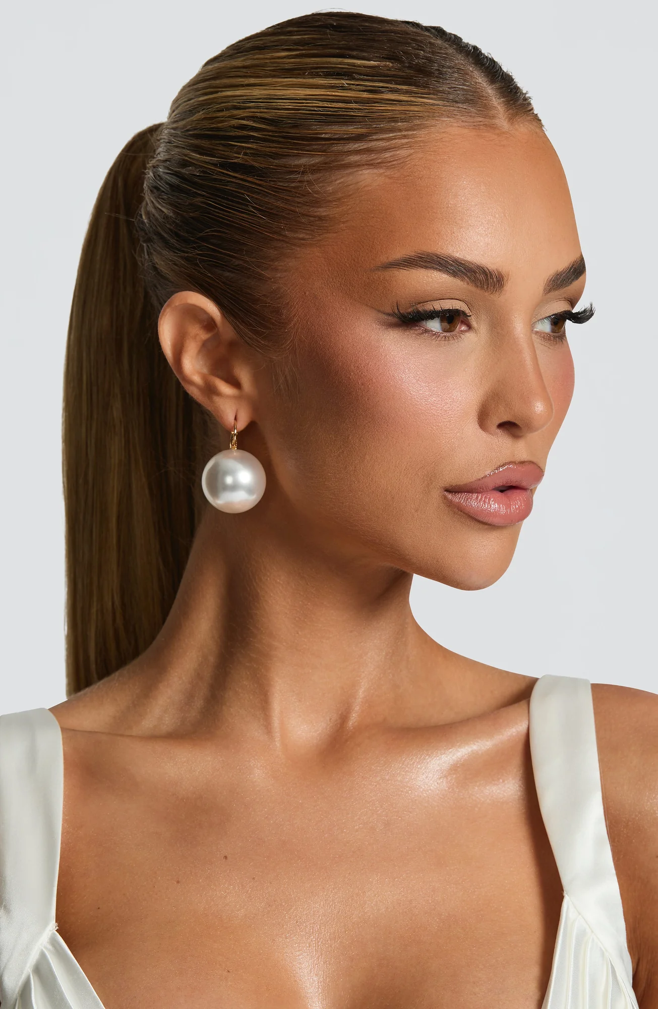 Pearl Hoop Earrings - Elegant Gold Drop Pearl Accessory