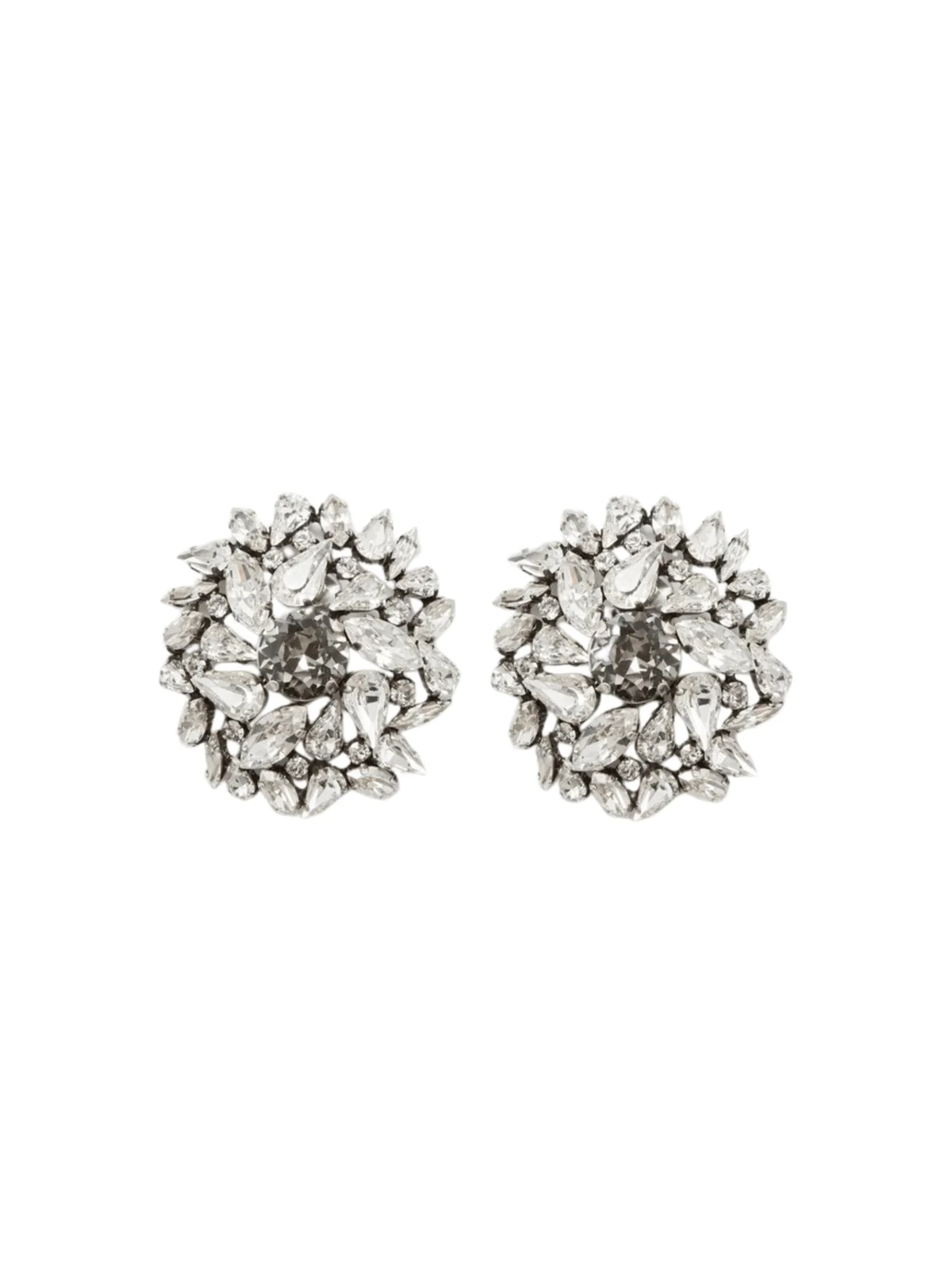 Elegant Circle Rhinestone Earrings - Silver Alloy