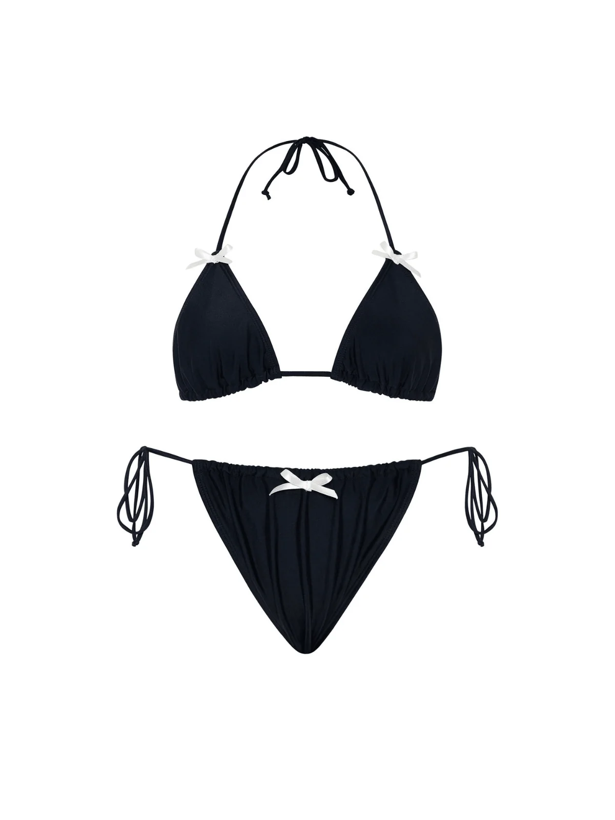 Black Bow Bikini Set with Slight Stretch for Beach Confidence