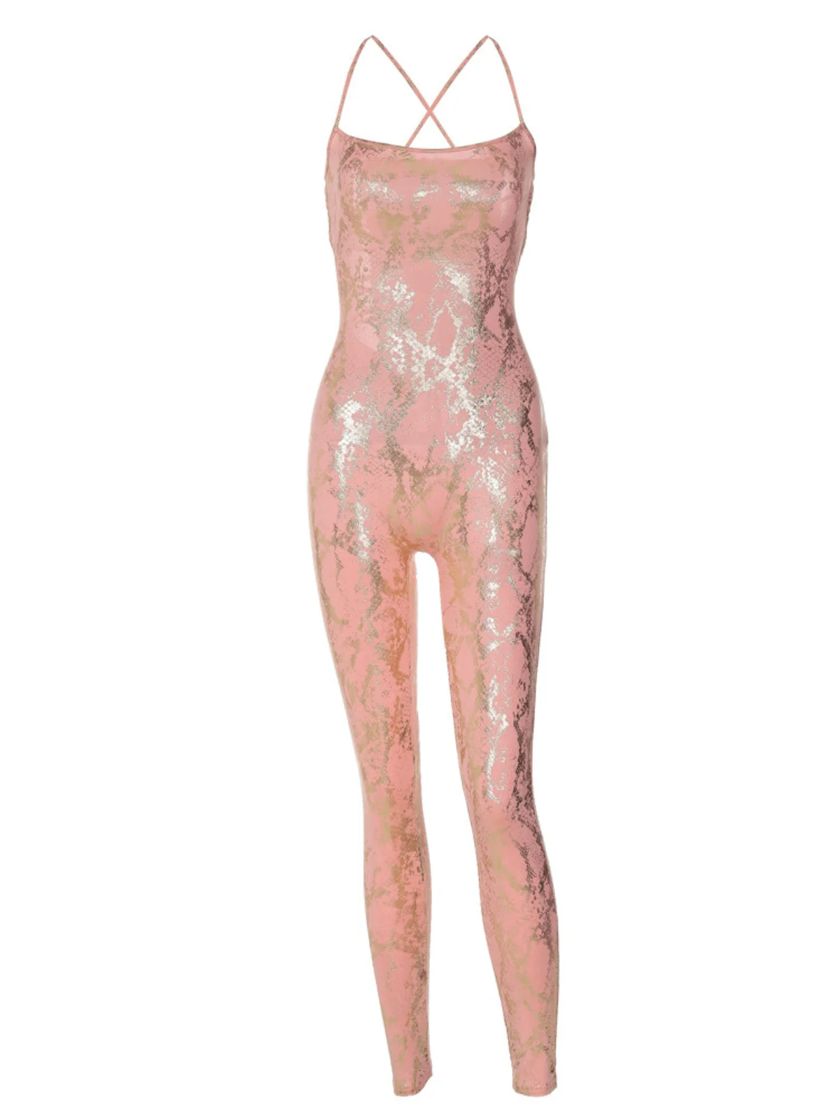 Pink Snake Print Spaghetti Jumpsuit - Chic Womens Fashion